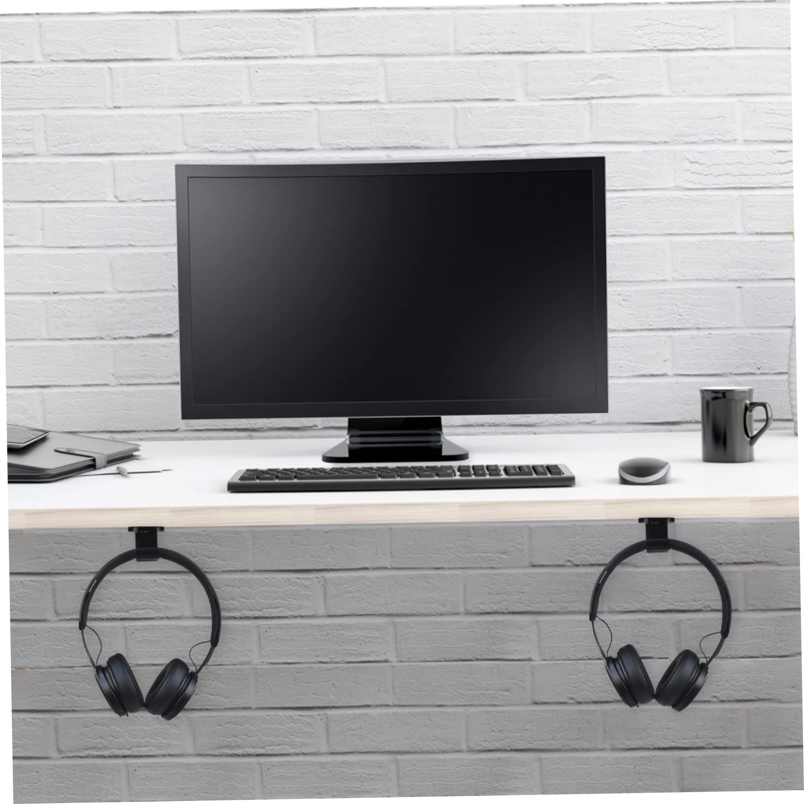 Uonlytech Headset Hanger 4-Pack - Space Saving Headphone Stand Hook for Computer, Gaming & Office Use - Durable Headset Holder for Desk Organization (Perfect for Gamers, Streamers & Remote Workers)