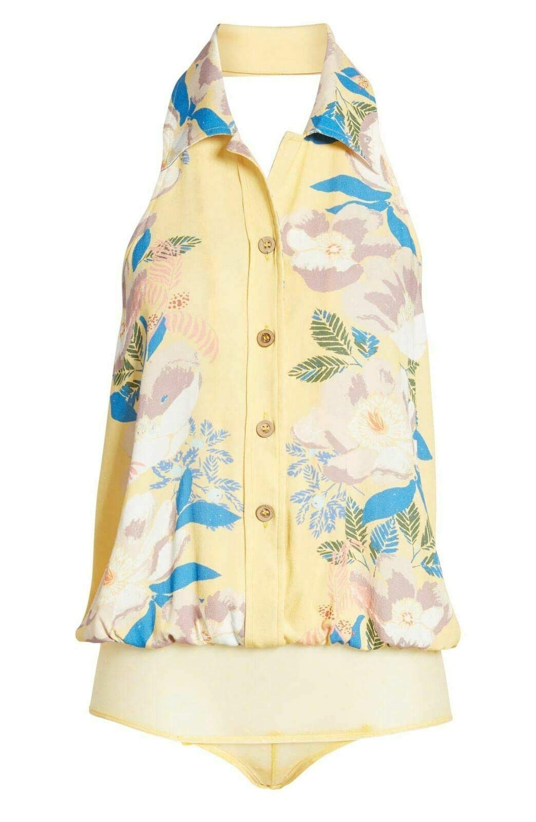 Free People Yellow Floral Offshore Bodysuit - Sexy One-Piece Swimsuit for Women, Summer Beach Vacation & Pool Party Outfit