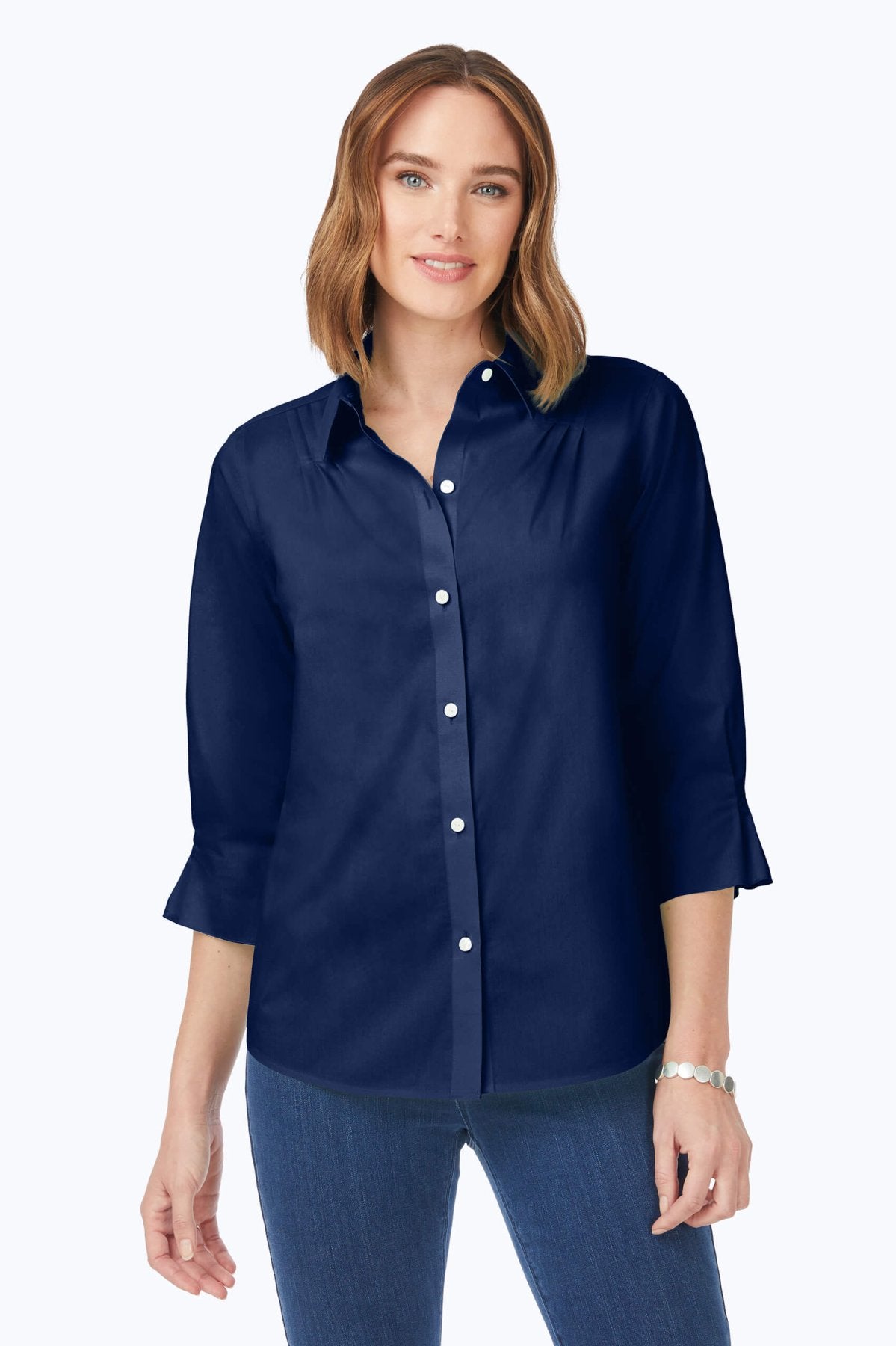 Paulie No Iron Stretch 3/4 Sleeve Shirt for Men - Wrinkle-Free Comfort Fit Business Casual Shirt - Perfect for Office, Travel & Everyday Wear