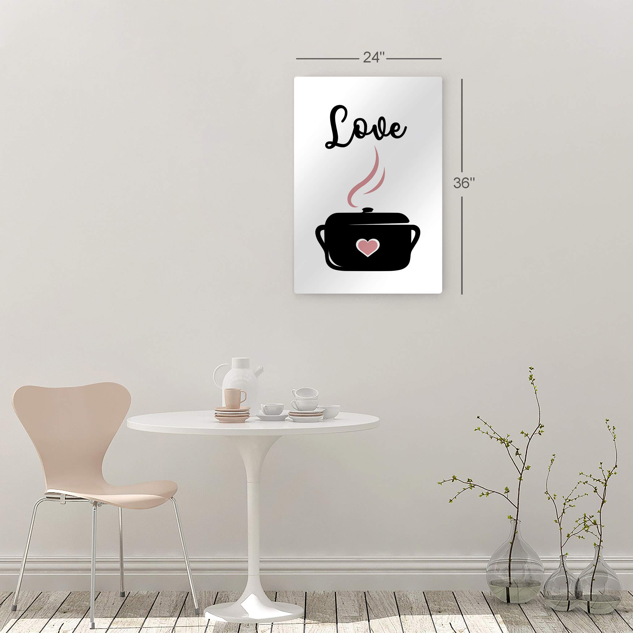 Smile Art Design Black and Pink Metal Wall Art Print - Modern Kitchen & Restaurant Decor, Farmhouse Dining Room Decor, Housewarming Gift - Made in USA (40x30) - Perfect for Home, Cafe, and Office Decoration