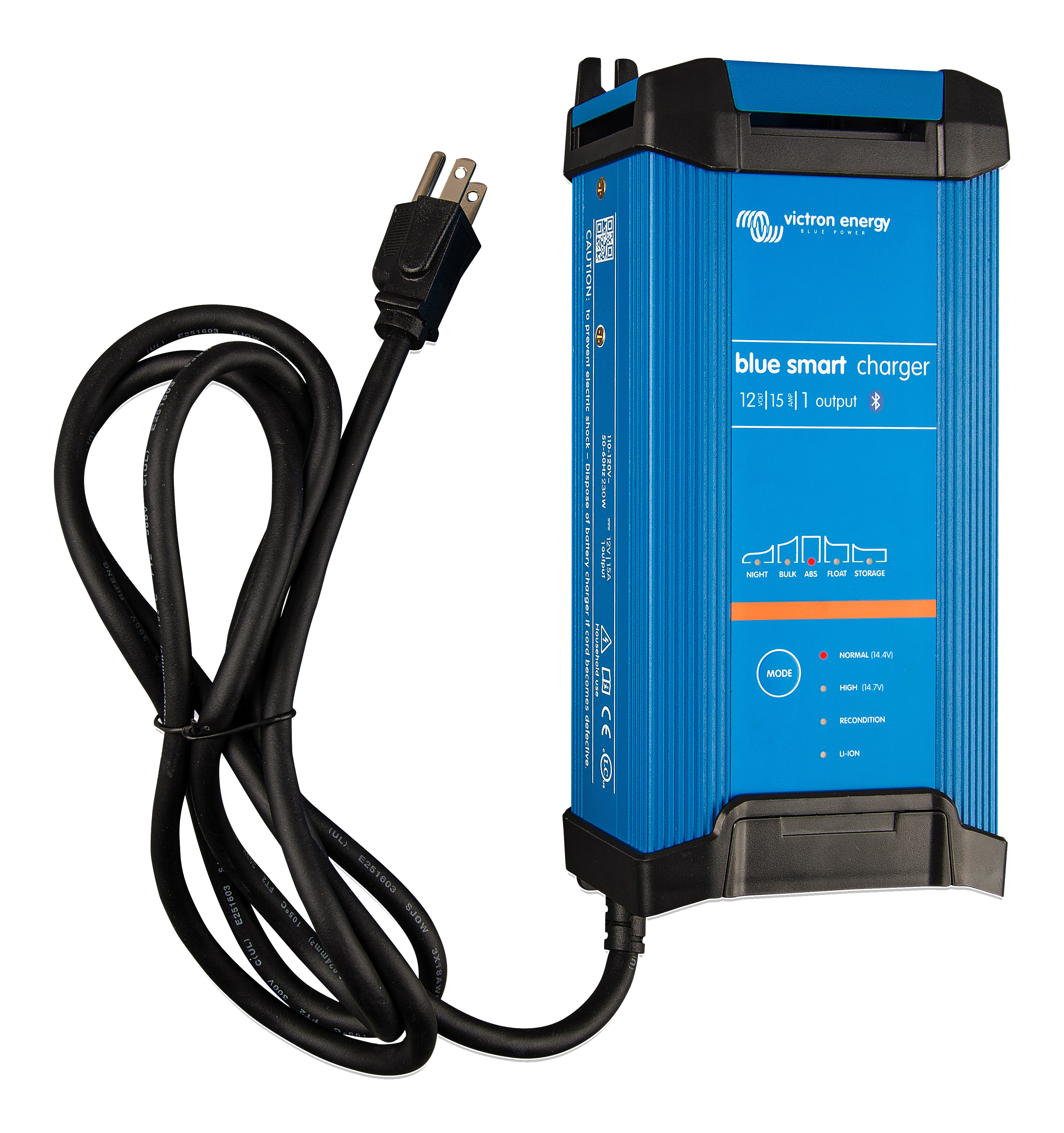 Victron Energy Blue Smart IP22 12V/24V Battery Charger with NEMA 5-15 Plug - Perfect for Marine, RV, and Off-Grid Power Systems