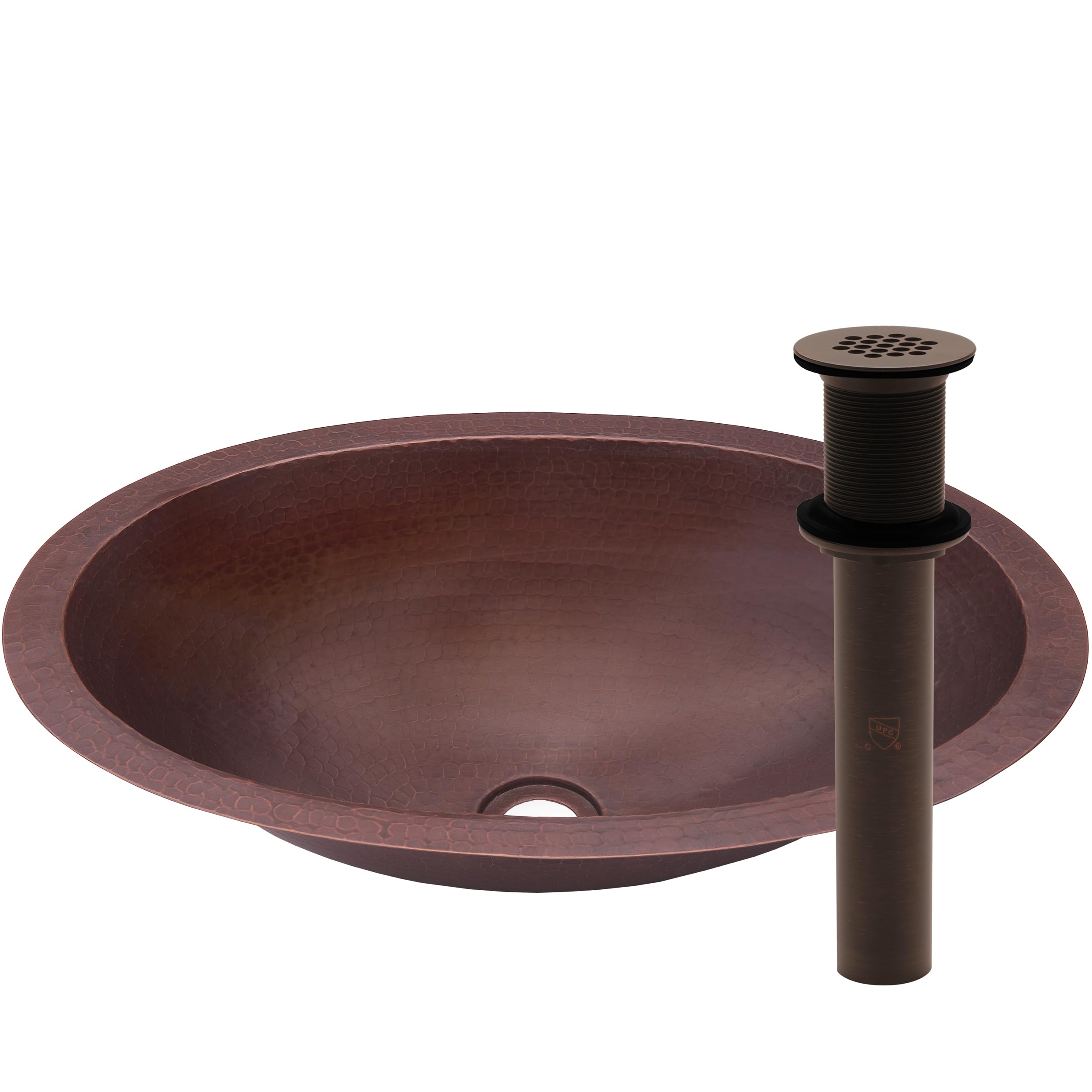Novatto QUITO Copper Vessel Bathroom Sink with Oil-Rubbed Bronze Drain - Perfect for Modern Farmhouse & Rustic Vanity Decor