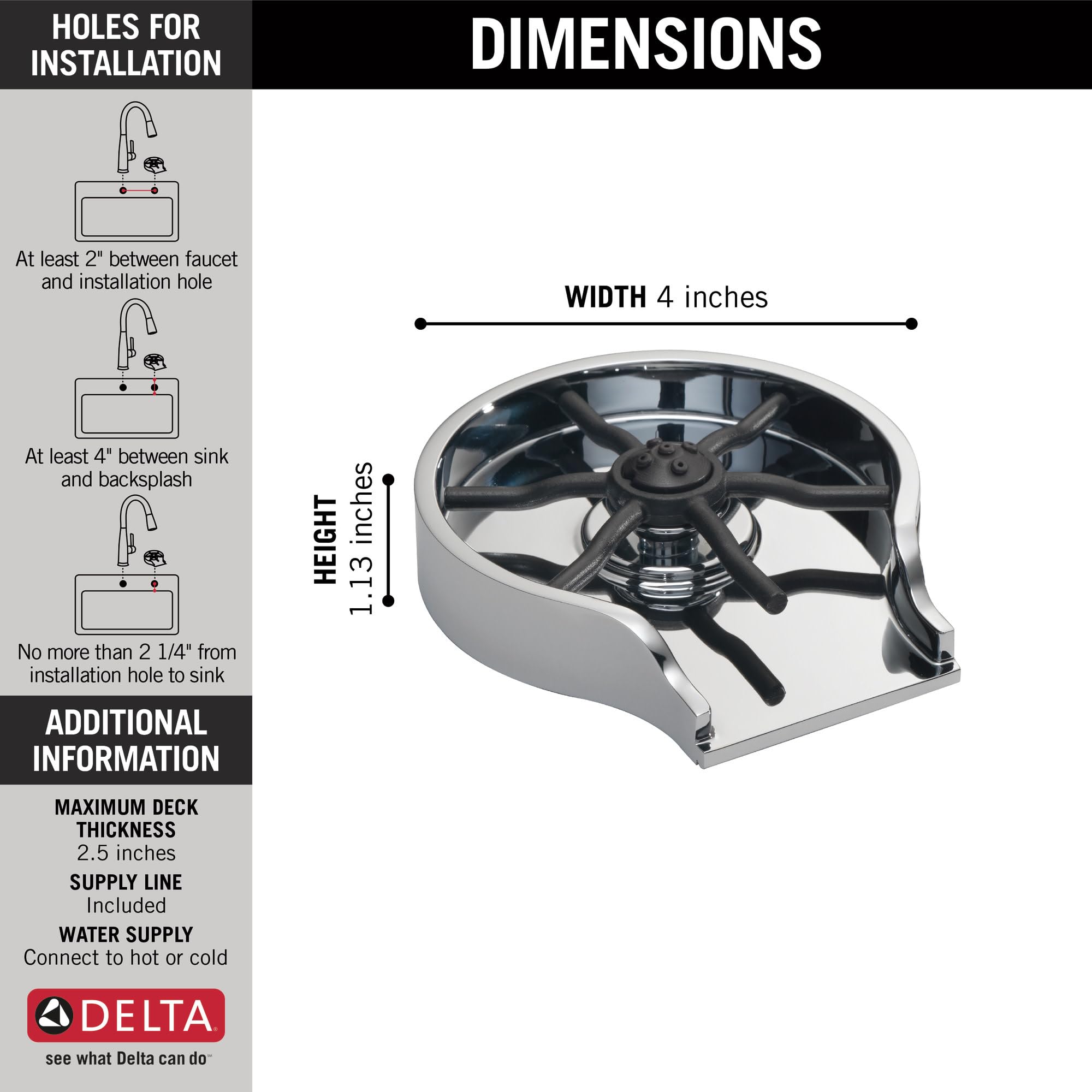 DELTA GR150-SP Stainless Steel Glass Rinser with SpotShield Technology - Perfect for Restaurants, Bars, and Home Kitchens - Eliminates Water Spots on Glassware