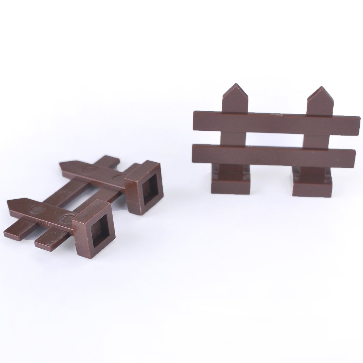 50pcs Brown Picket Fence Building Blocks - Scenery Accessories Compatible with LEGO, Mega Bloks & Major Brands - Perfect for DIY Town, Farm & Castle Displays