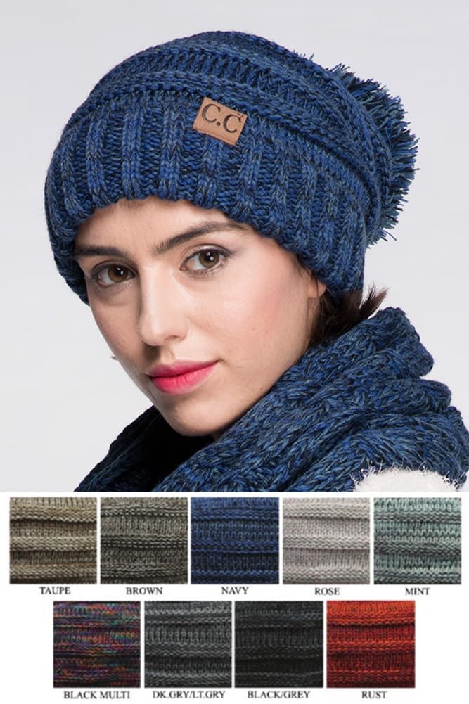 ScarvesMe Warm Chunky Soft Oversized Cable Knit Slouchy Beanie with Pom Pom - Cozy Winter Hat for Women & Men - Perfect for Snow Days, Skiing & Outdoor Activities