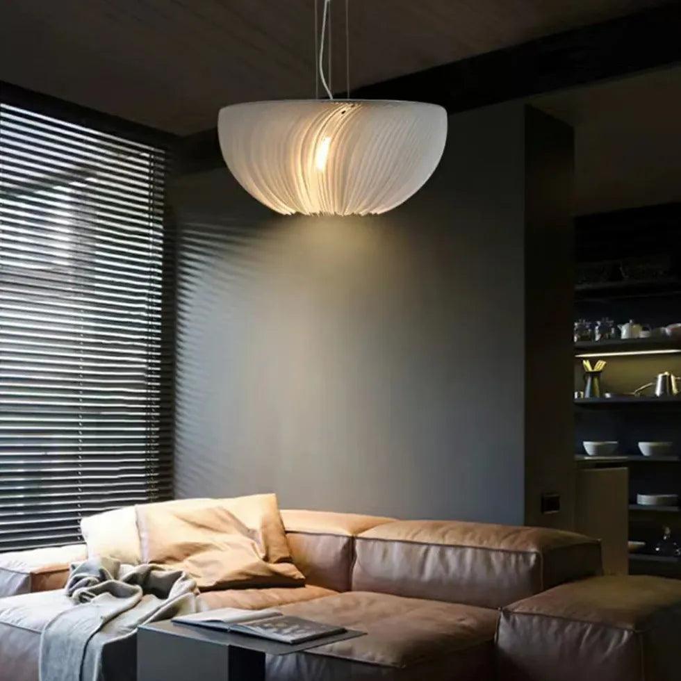 Modern White Spiral Pattern Artistic Pendant Light - Elegant Ceiling Lighting Fixture for Dining Room, Kitchen Island & Bedroom Decor