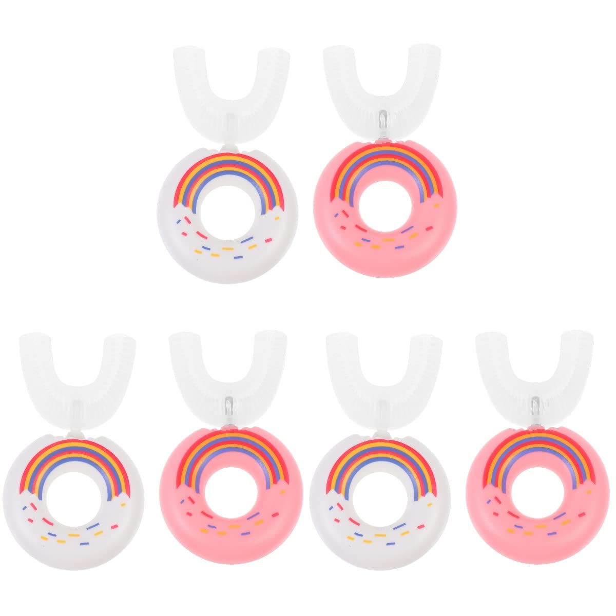 DOITOOL 6-Pack U-Shaped Kids Toothbrushes - Soft Bristles, Fun Cartoon Designs for Children's Oral Care - Perfect for Home, Travel & School Use