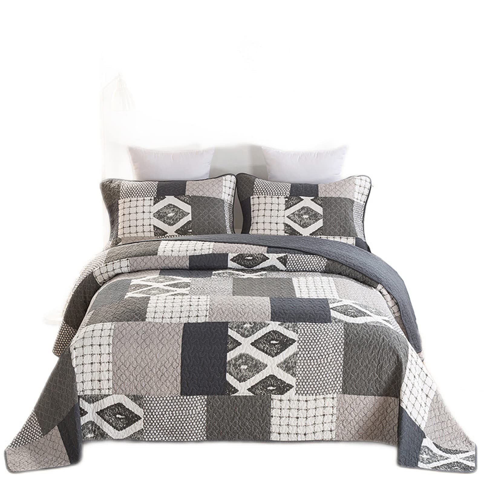 Garcan King Size Bedspread Quilt Set - 260x270cm 3-Piece Cotton Coverlet with 1 Quilt & 2 Pillowcases - Soft Bedding for Master Bedroom, Guest Room & Hotel Decor (Beige)