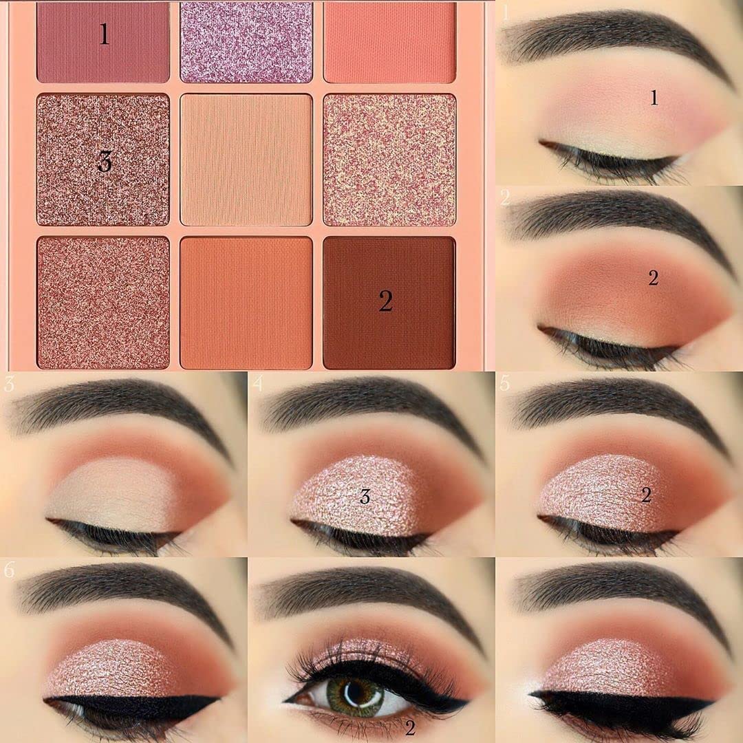 18 Color Eyeshadow Palette with Mirror - Matte, Shimmer & Glitter Blends, Natural Nudes & Velvet Finish + 5 Pcs Makeup Brush Set | Perfect for Everyday Wear, Party & Professional Makeup Looks