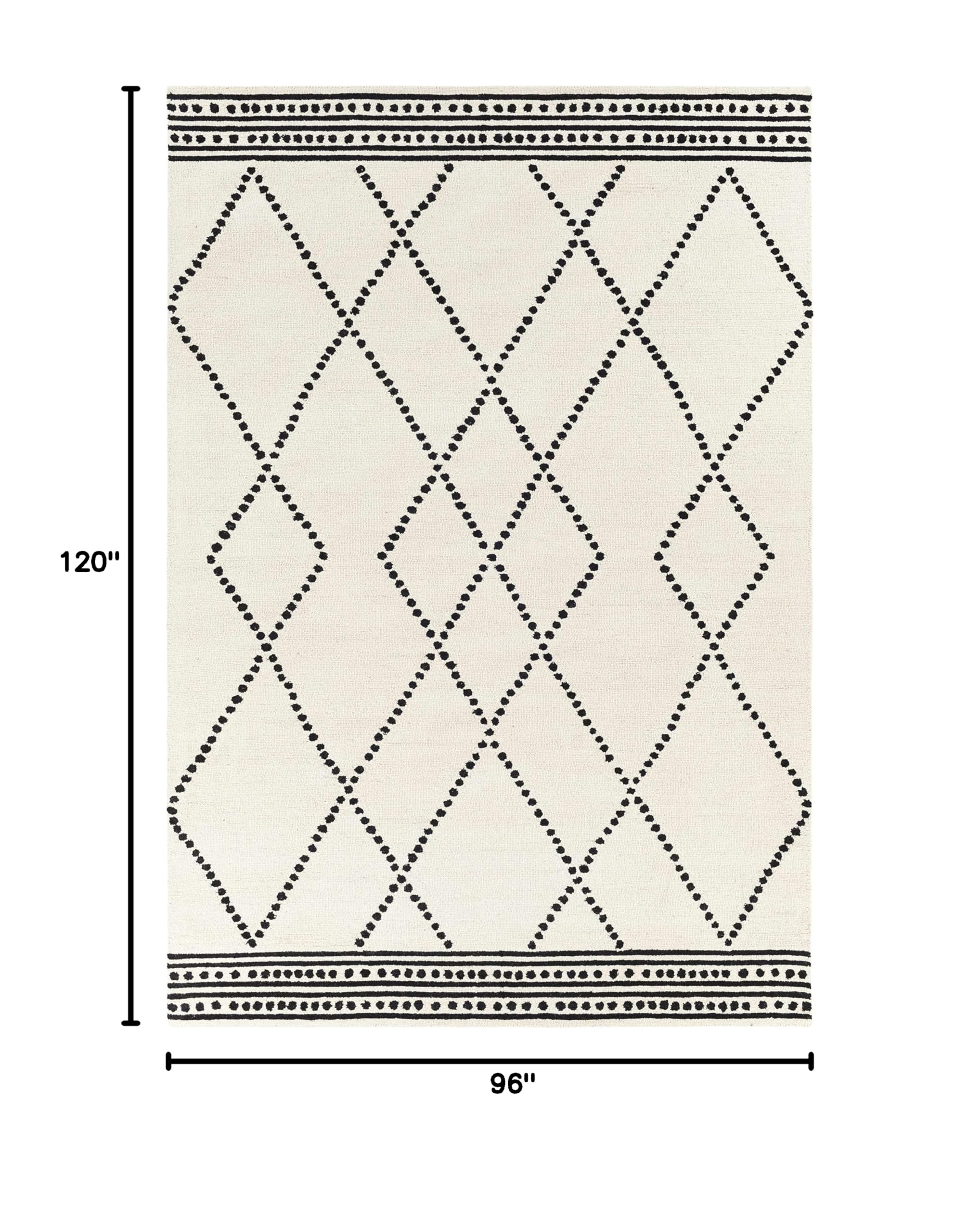 Hauteloom Tamayo Wool Area Rug 8' x 10' - Modern Black & Beige Living Room Bedroom Rug - Soft & Durable for Home Decor, Office, Dining Room