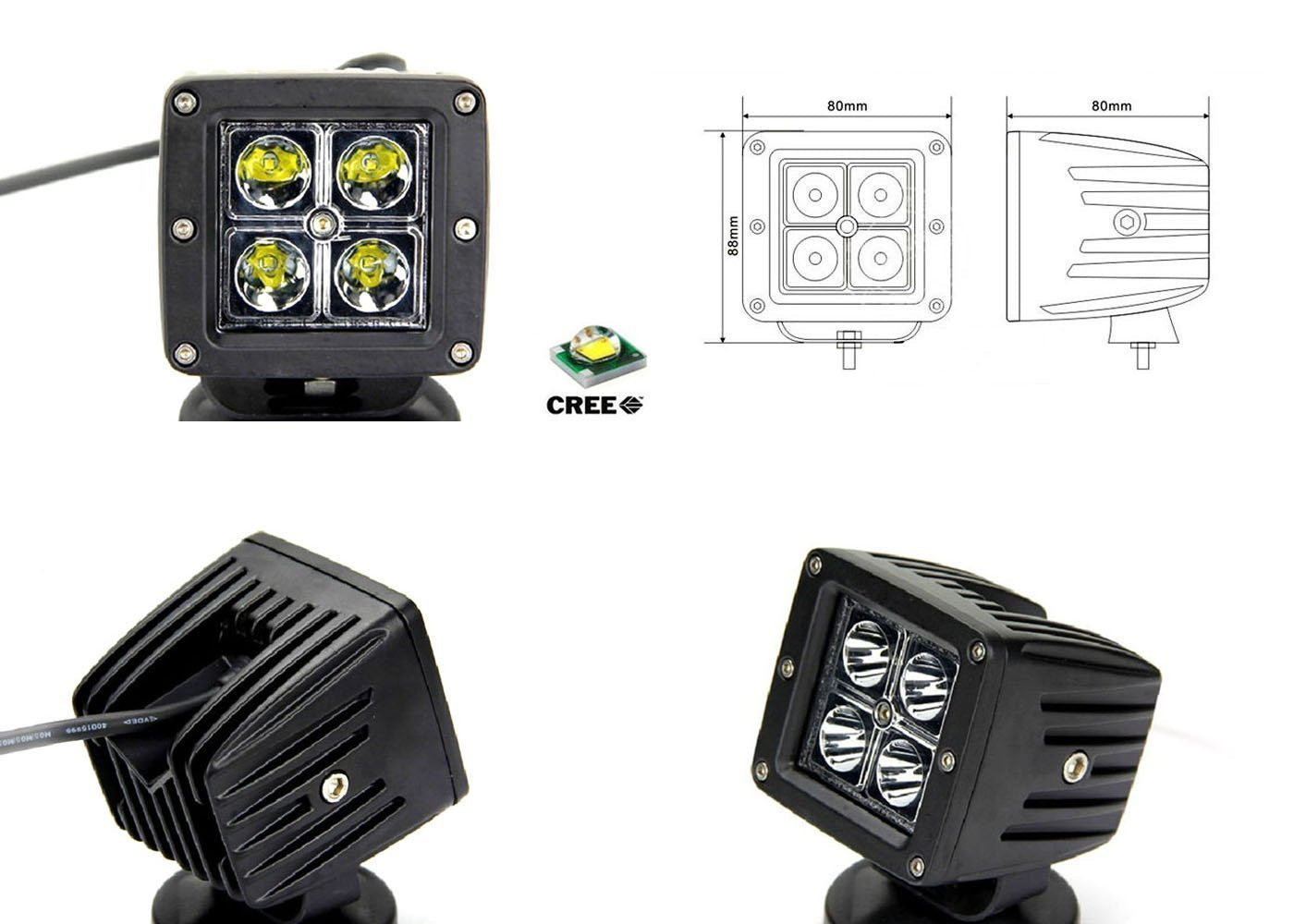 40W LED Pod Lights with Rear Bumper Foot Step Bracket & Wiring Kit - Compatible with 2015+ Chevy Silverado & GMC Sierra Trucks - Perfect for Off-Roading, Camping & Night Driving