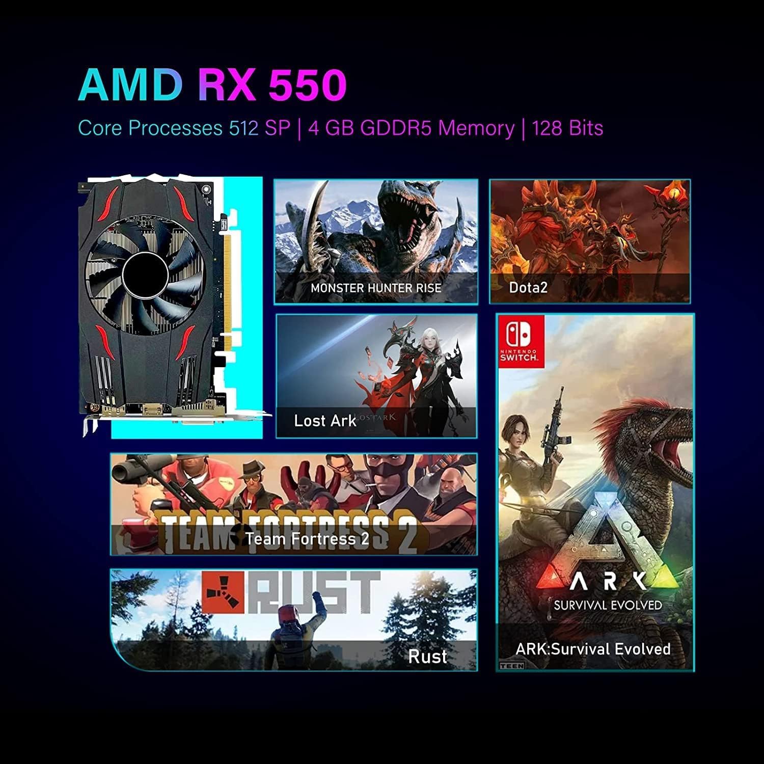 HP RGB Gaming PC - Intel i5-6500, RX 550 4G, 16GB DDR4, 1TB SSD for Esports & Streaming