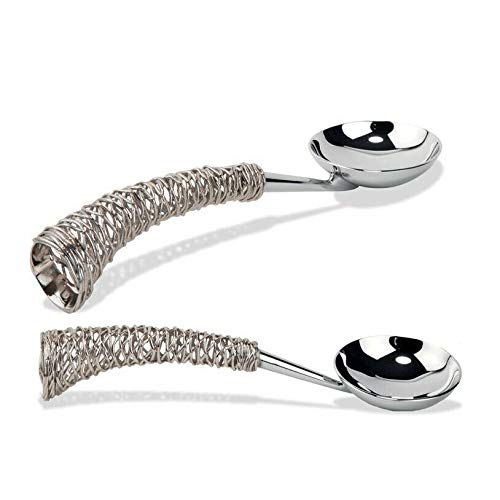 Premium Stainless Steel Lattice Serving Spoons Set of 2 - Elegant Flatware for Dining, Parties & Entertaining - Dishwasher Safe & Durable Kitchen Utensils