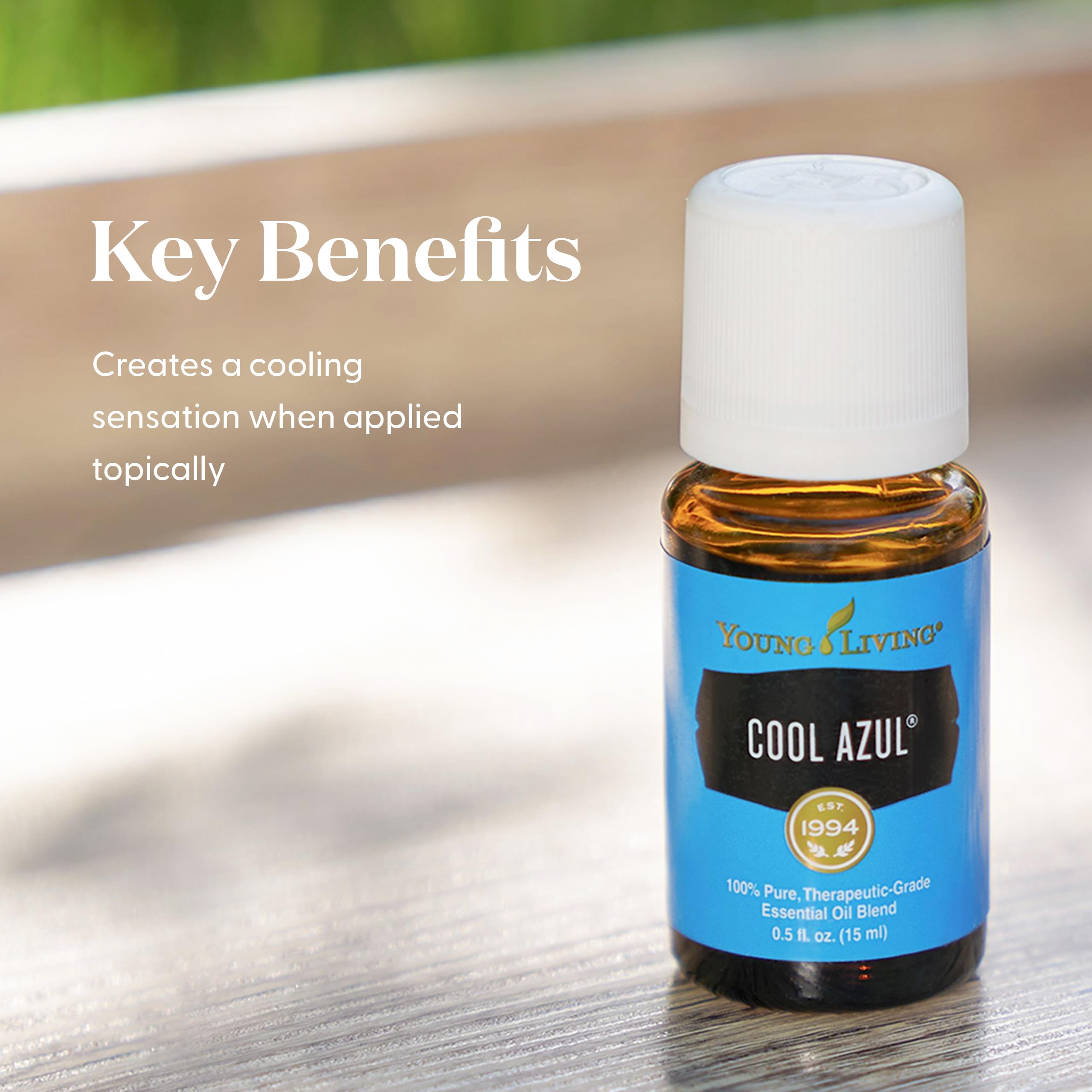 Young Living Cool Azul Essential Oil 15ml - Refreshing Post-Workout Recovery & Aromatherapy Blend with 14 Essential Oils for Cooling Minty Aroma | Muscle Relief, Stress Relief & Home Spa Use