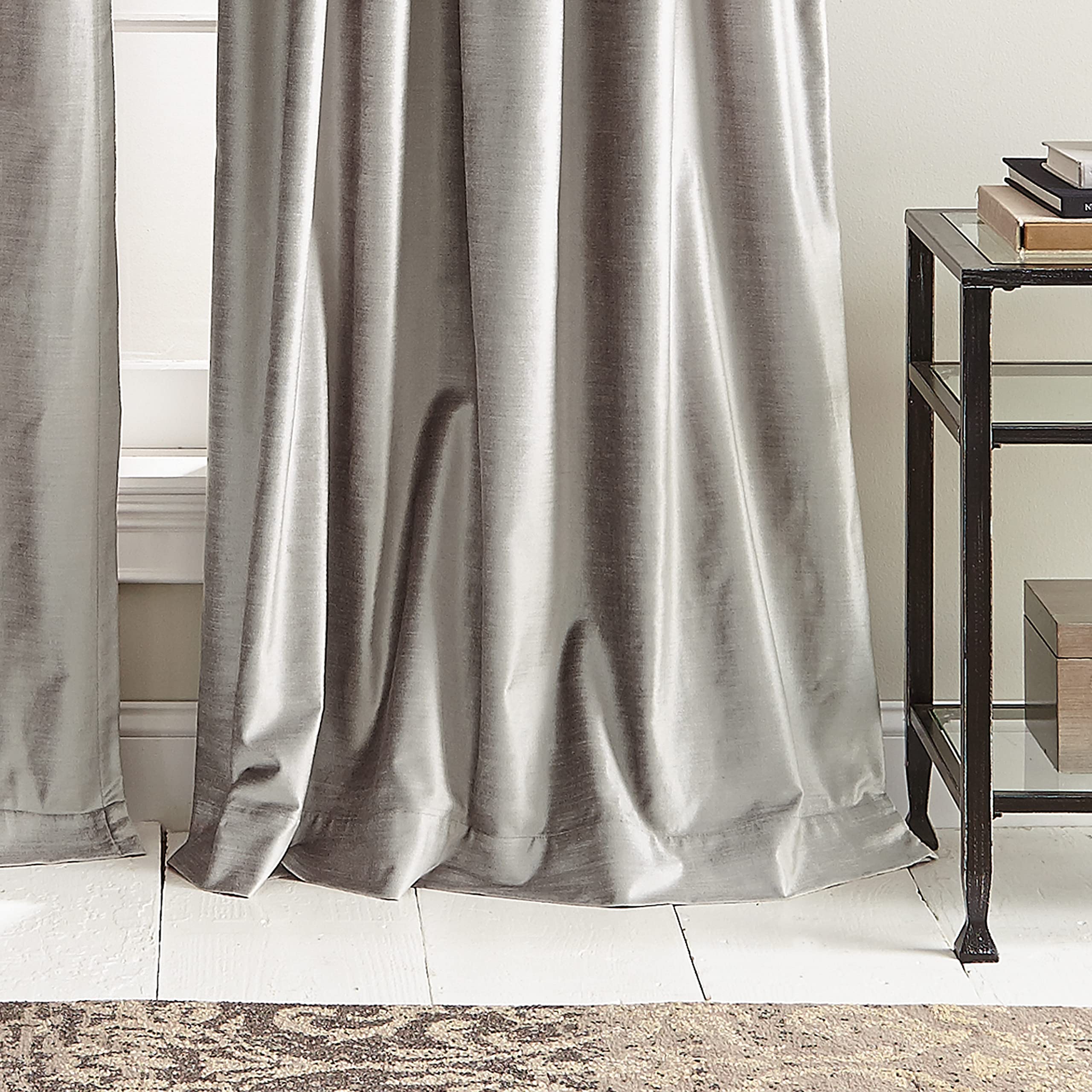 DKNY Modern Knotted Velvet Lined Curtain Panels - Set of 2, 84 Inch Silver Blackout Drapes for Living Room & Bedroom - Thermal Insulated Window Treatments for Home Decor