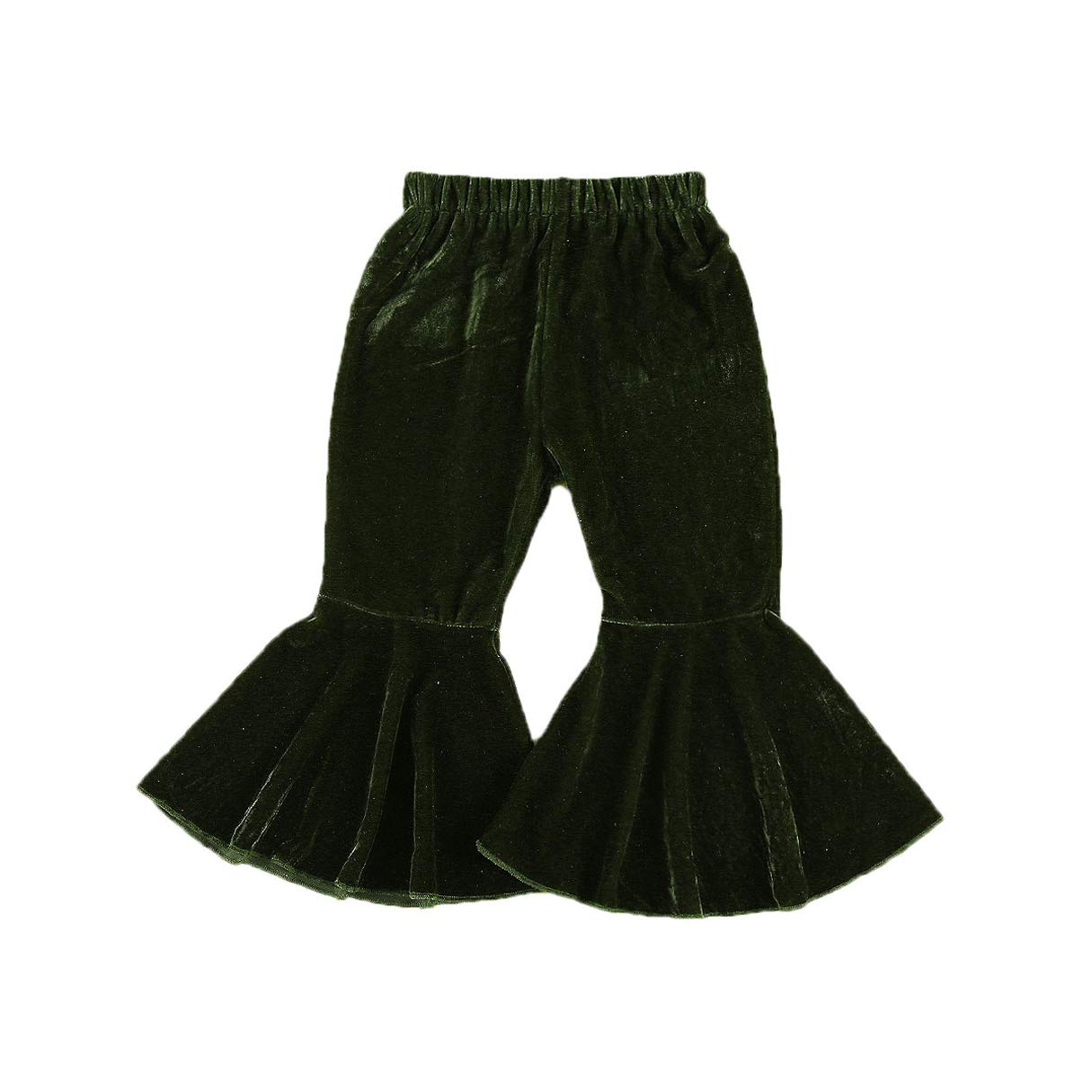 Vohawsa Toddler Bell Bottom Flare Pants - Velvet & Ruffle Leggings for Baby Girls & Boys - Stretchy Ripped Jeans & Solid Trousers - Perfect for Playdates, Parties & Everyday Wear