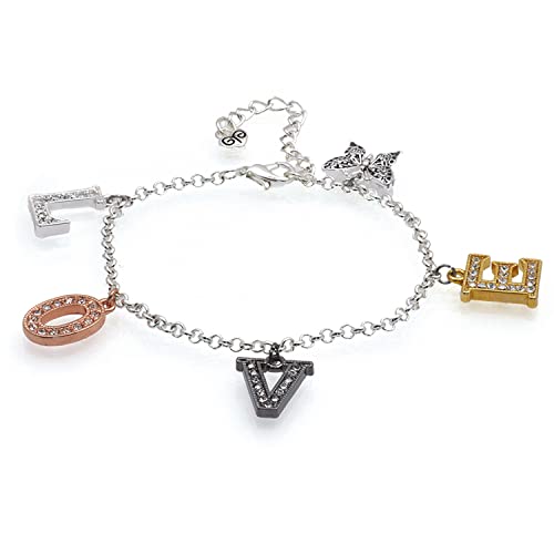 Delight Jewelry 3D Gift Box with Bow - Multi-Color Crystal Love Charm Bracelet (6+2