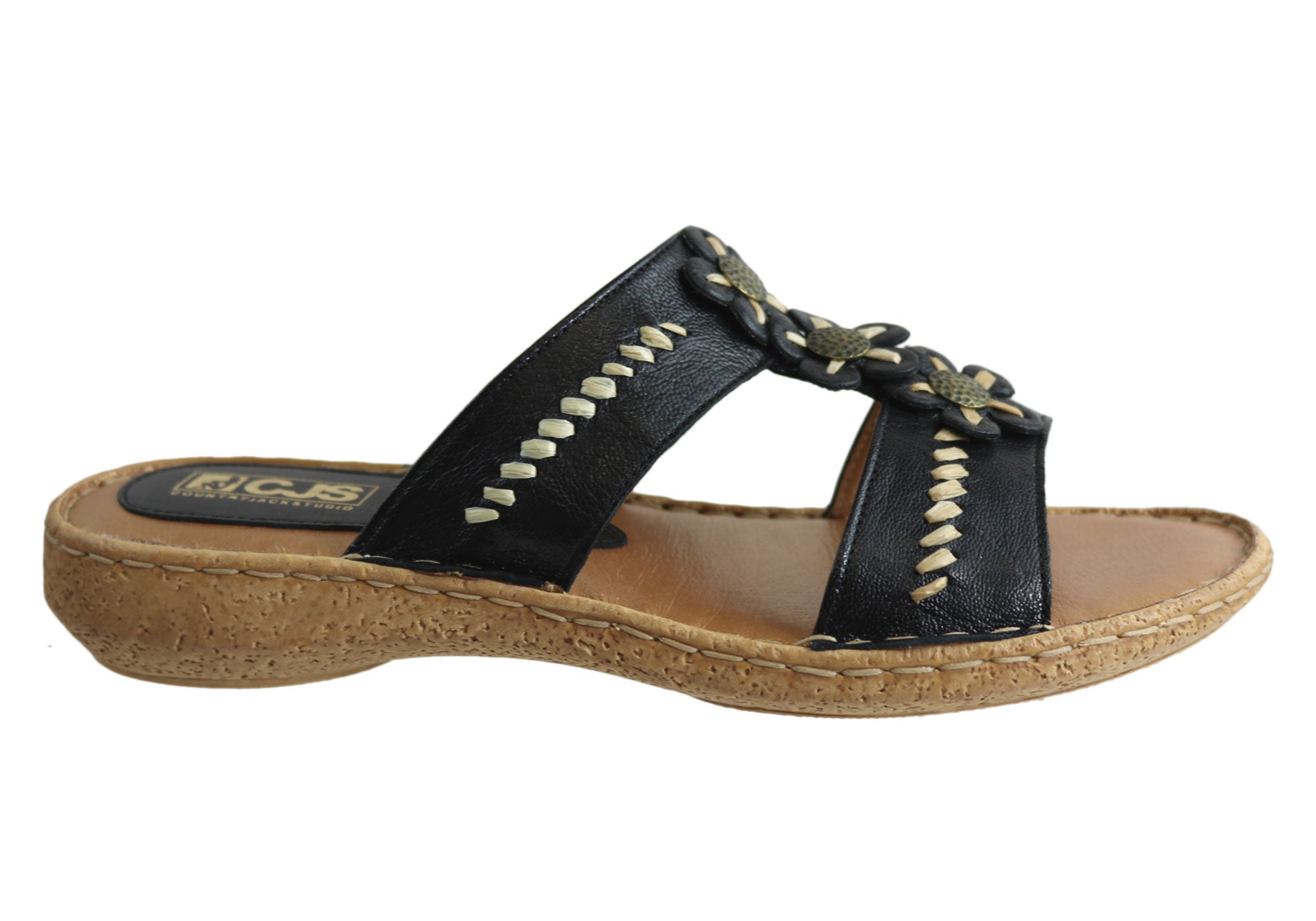 Country Jacks C391 Women's Comfort Sandals - Italian Made Leather Summer Sandals for Walking, Travel & Beach Vacations