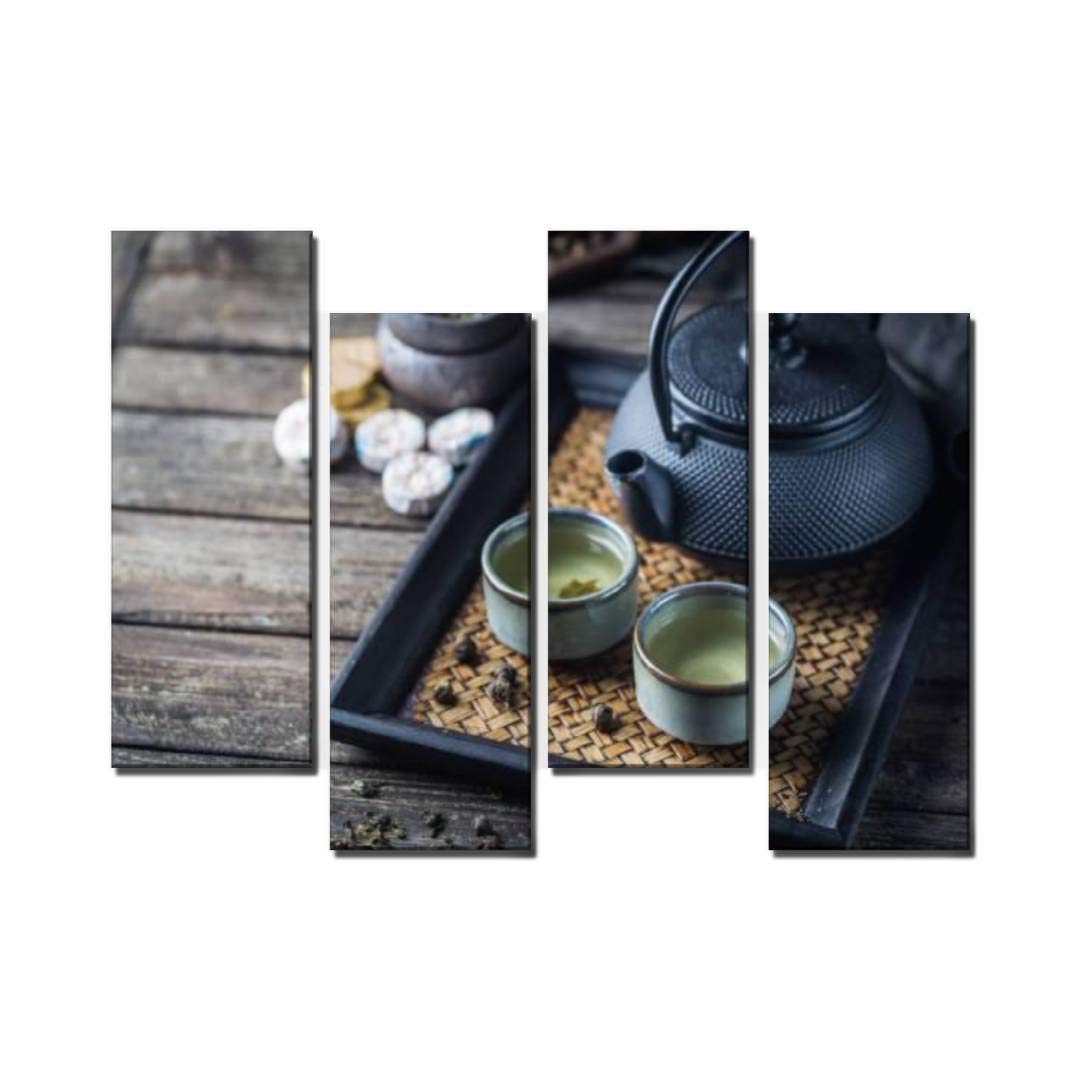 Premium Green Tea Wall Art Canvas Print - Stretched & Framed Nature Decor for Living Room, Bedroom, Office | Wocatton Healthy Home Decoration