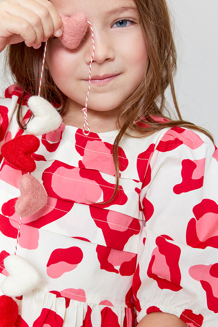 Girls Pink Chicken Print Evelyn Dress for Valentine's Day - Perfect for Parties, School Events & Photo Shoots