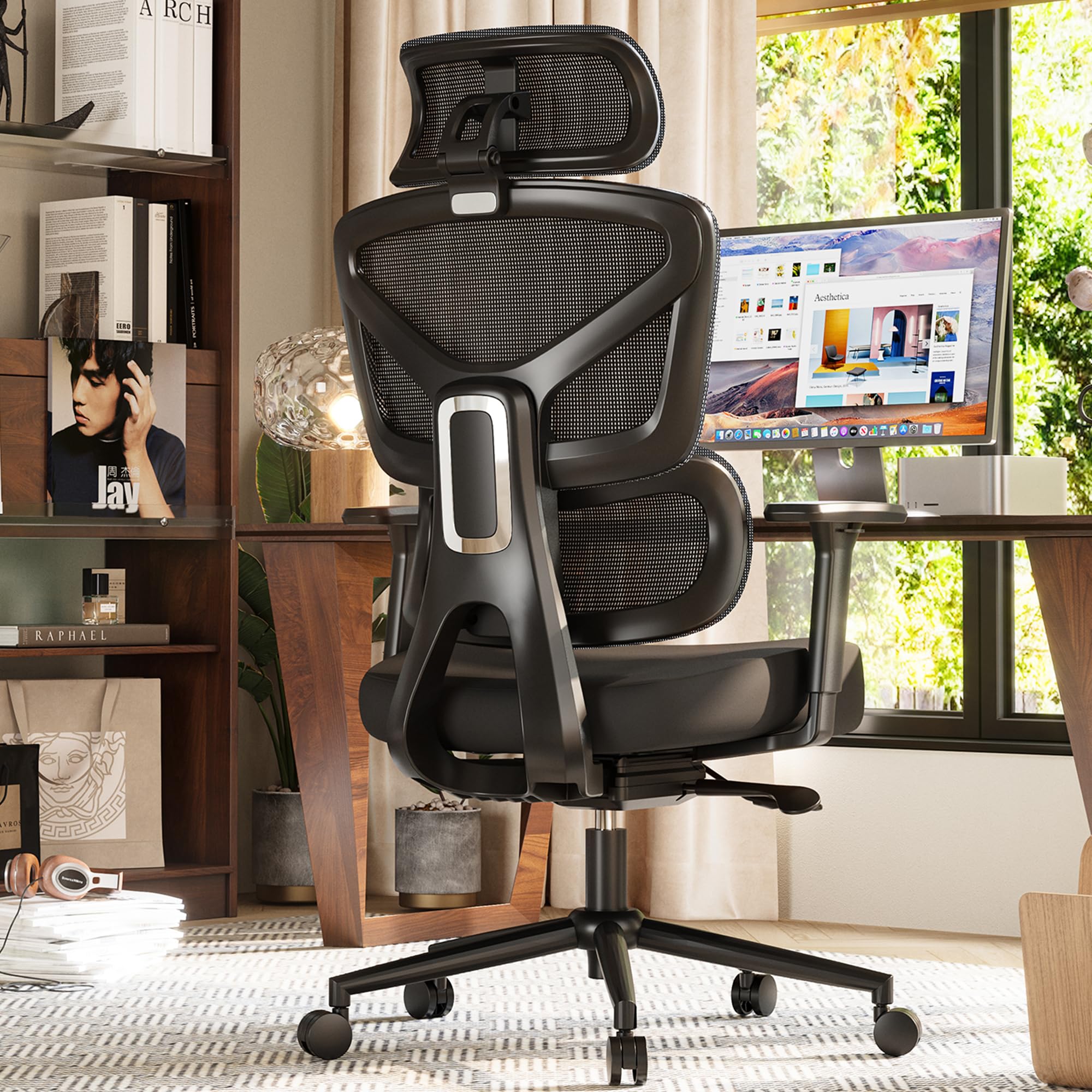 Big and Tall Office Chair with Dynamic Lumbar Support - High Back Ergonomic Desk Chair with Headrest & 3D Armrests - Adjustable Gaming Computer Chair for Extended Height People (Black) - Perfect for Home Office, Gaming Setup, and Long Work Sessions