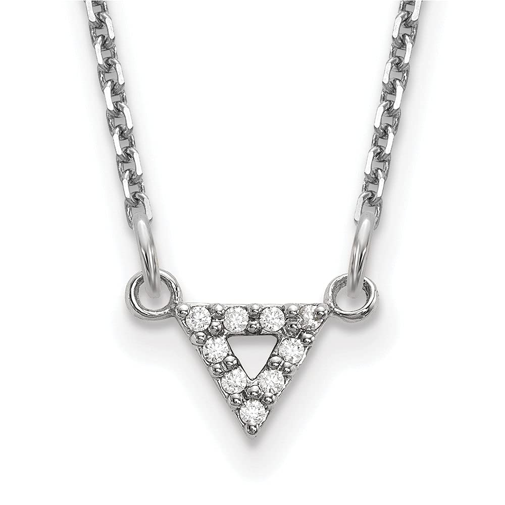 14K White Gold VS Quality Diamond 6mm Triangle Pendant Necklace for Women - Elegant Everyday Jewelry & Perfect Gift for Anniversary, Birthday or Special Occasions