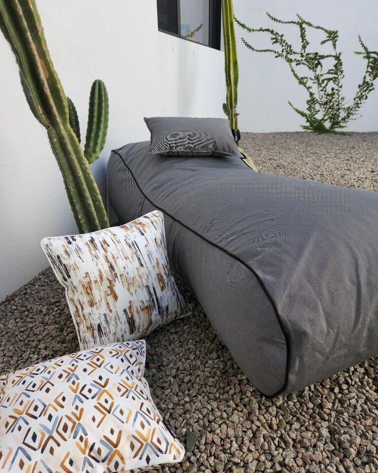 Noosa Outdoor Bean Bag Lounger - Waterproof & Comfortable Bean Bag Chair for Patio, Poolside & Backyard Relaxation - Black Check Design (Perfect for Camping, Beach & Indoor Use)