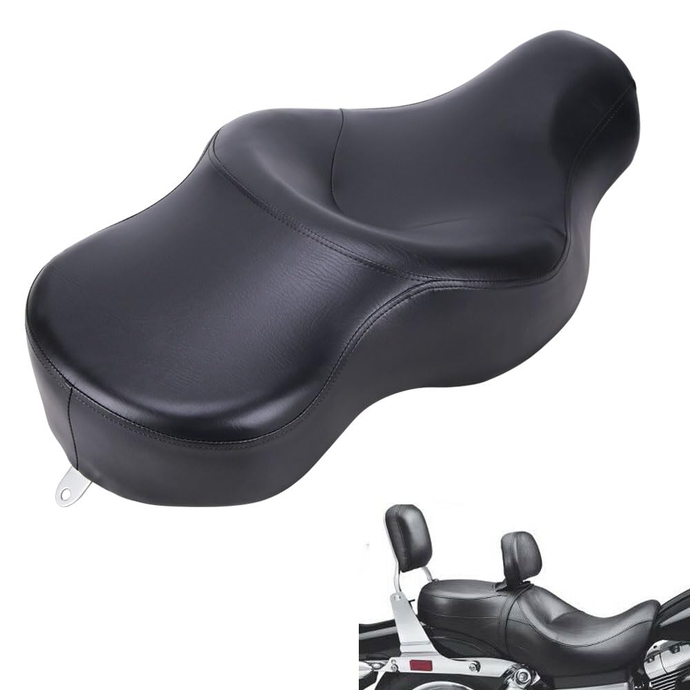 Premium Motorcycle Seats for Harley Sportster 883 1200 XL XR Iron (2004-2023) - Comfortable One-Piece Driver & Passenger Seat with Wider Thicker Cushion & Genuine Leather - Perfect for Long Rides, Touring, and Daily Commuting on Harley Sportster Forty-Eight Models