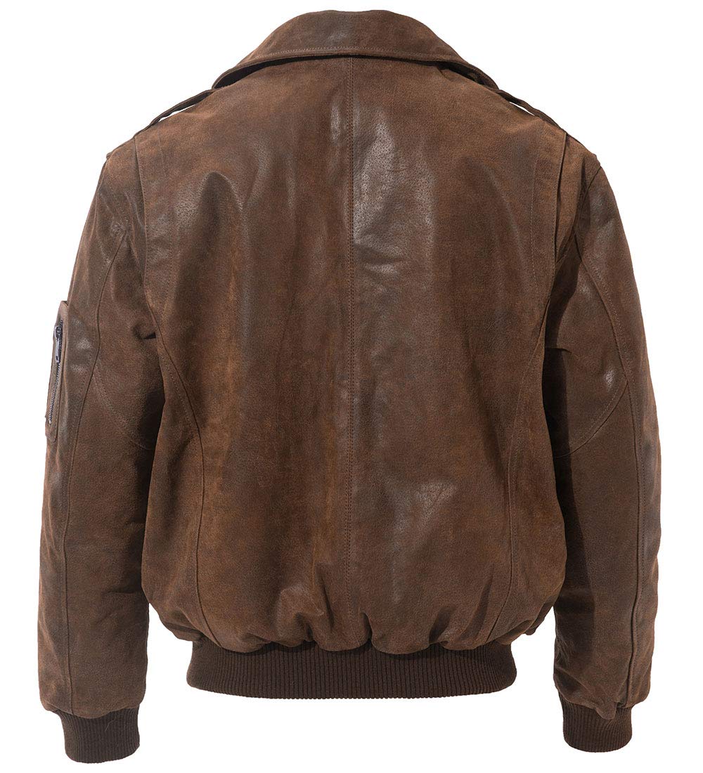 FLAVOR Genuine Leather Men's Bomber Jacket - Classic Aviator Style Flight Jacket for Men | Perfect for Casual Wear, Night Out & Motorcycle Riding