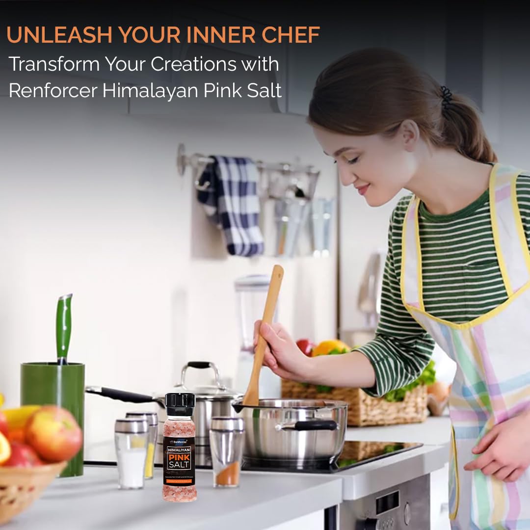 Himalayan Pink Salt Coarse Grinder - 100% Pure & Natural Unrefined Mineral Sea Salt for Cooking, Seasoning & Gourmet Recipes - Refillable Salt Grinder (9 oz) - Perfect for Steak, Salad & Home Kitchen Use