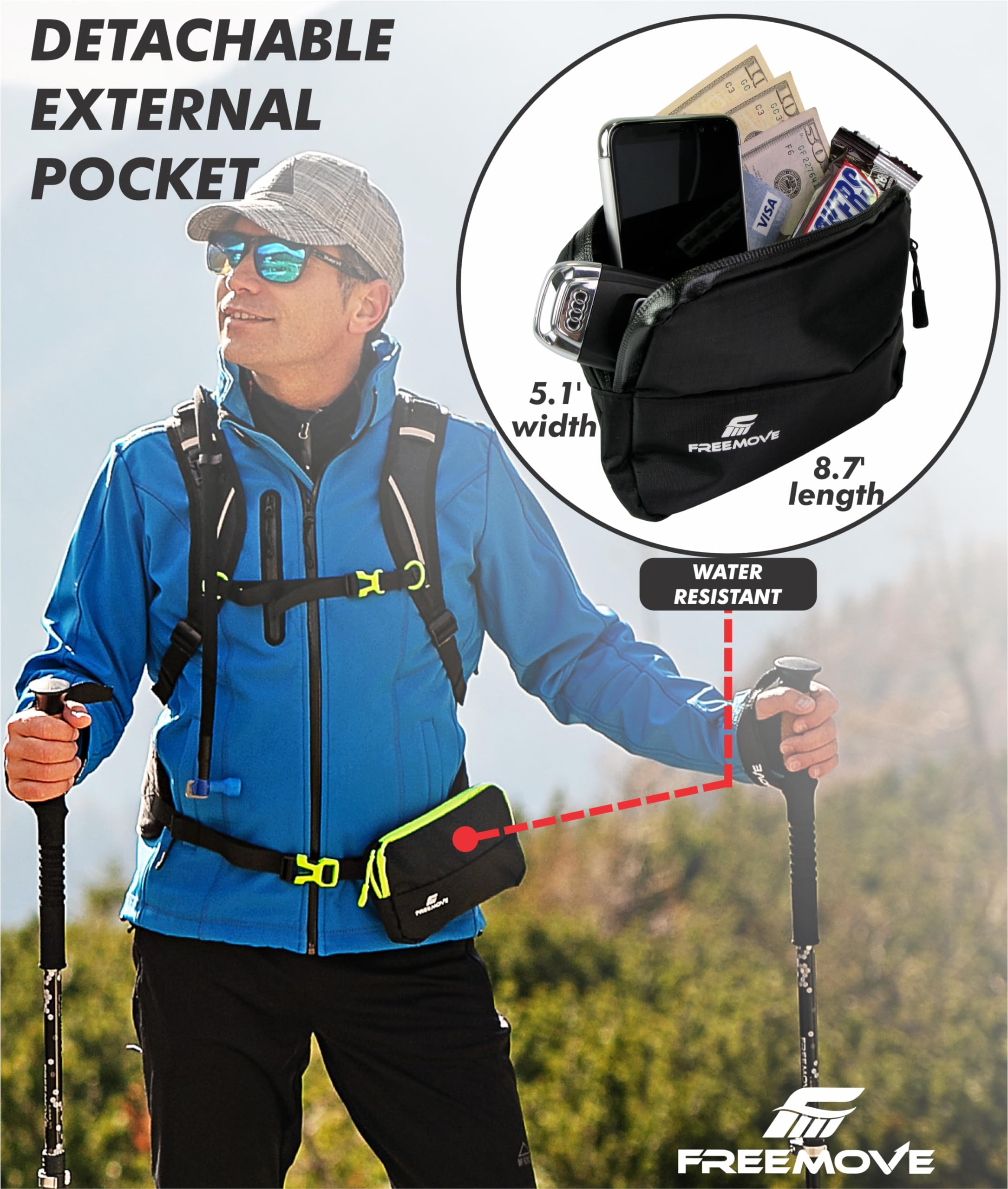 FREEMOVE 3-in-1 Hydration Water Backpack with 2L BPA-Free Bladder & Insulated Cooler - Lightweight Hydration Pack for Hiking, Cycling, Running & Outdoor Sports - Perfect for Camping, Fitness Training and Summer Adventures