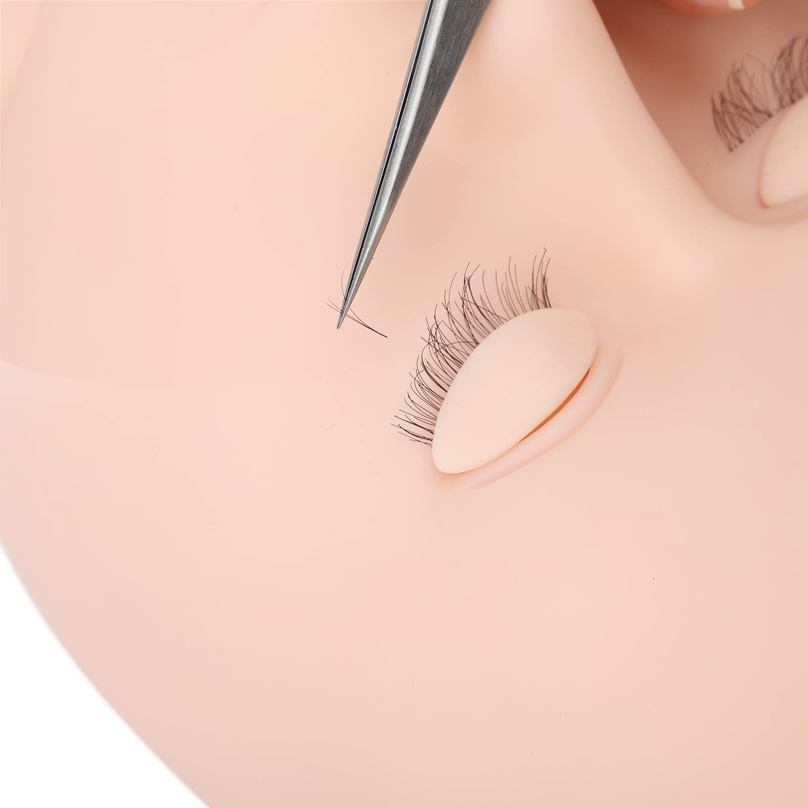 Professional Silicone Lash Mannequin Head with 3 Pairs Removable Eyelids - Double Eyelid Pink Makeup & Eyelash Extension Practice Head for Cosmetology Training - Perfect for Salon Students & Beauty Professionals