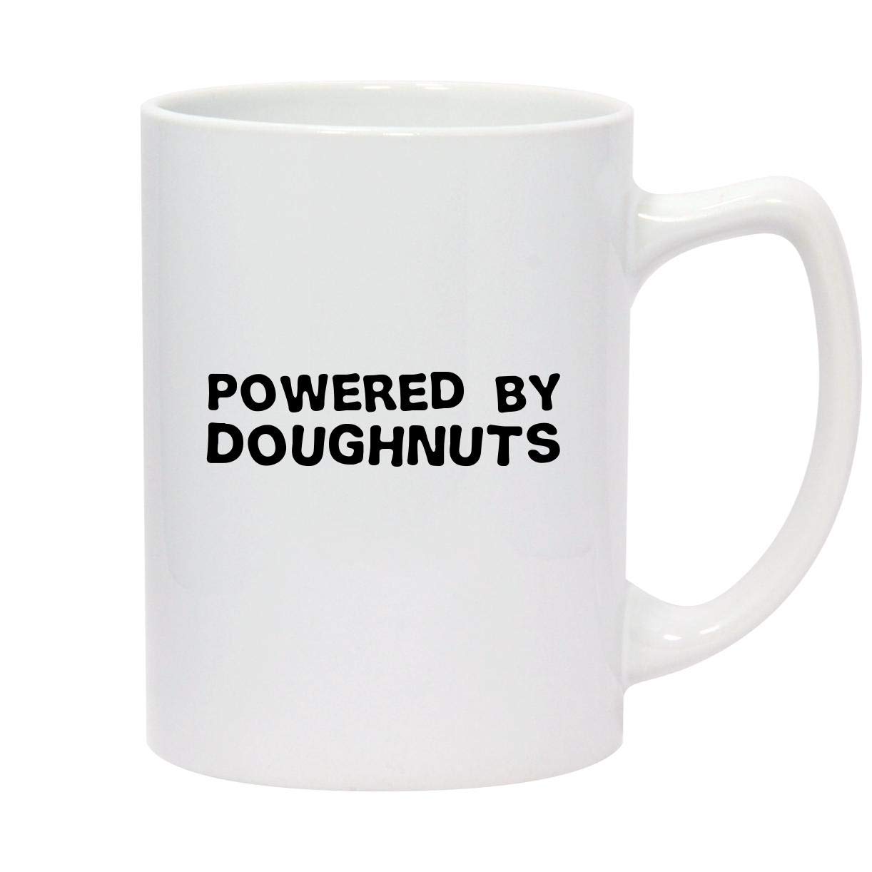 Powered By Doughnuts - 14oz White Ceramic Statesman Coffee Mug - Perfect for Office, Home & Gifts - Durable & Stylish Coffee Cup for Daily Use