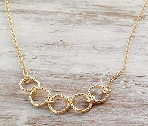 Gold Filled Circle Necklace with 5 Interlocking Charm Chains - Perfect for Everyday Wear, Gifts & Special Occasions