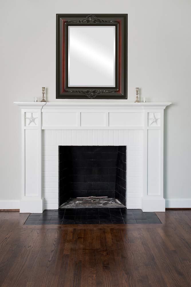 Ovalcrest Winchester Style Rosewood Rectangle Beveled Wall Mirror - 21x25 Inches - Elegant Home Decor for Living Room, Bedroom & Entryway