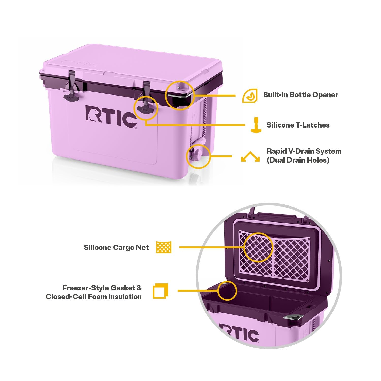RTIC Ultra-Light 32 Quart Hard Cooler - Insulated Ice Chest for Drinks & Beverages - 30% Lighter Than Rotomolded Coolers - Perfect for Beach, Camping, Picnics, Fishing, Boating & BBQs