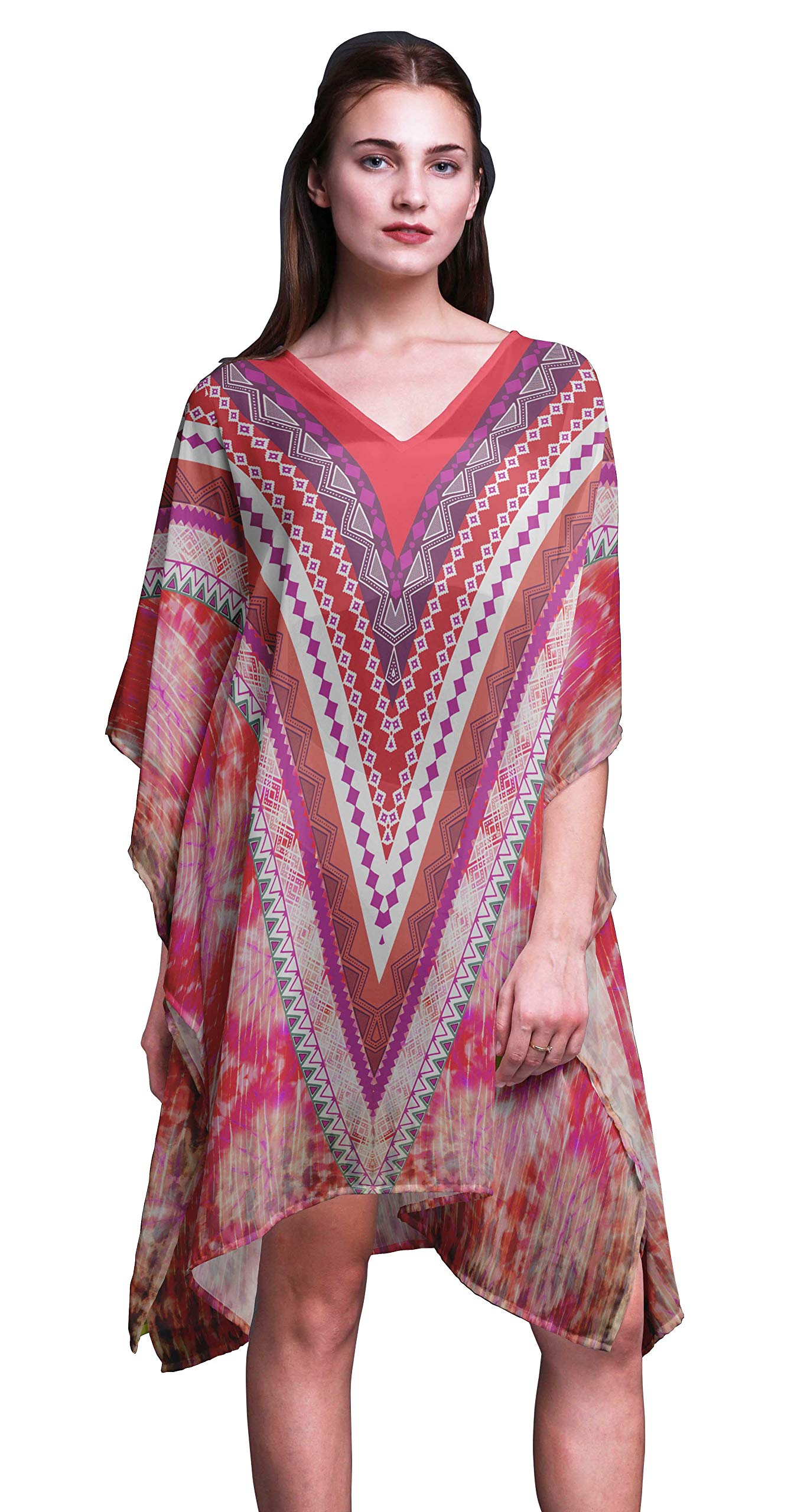 Women's Beach Kaftan Cover Up - Flowy Midi Dress & Bikini Short Caftan for Summer Vacation, Pool Party, and Resort Wear