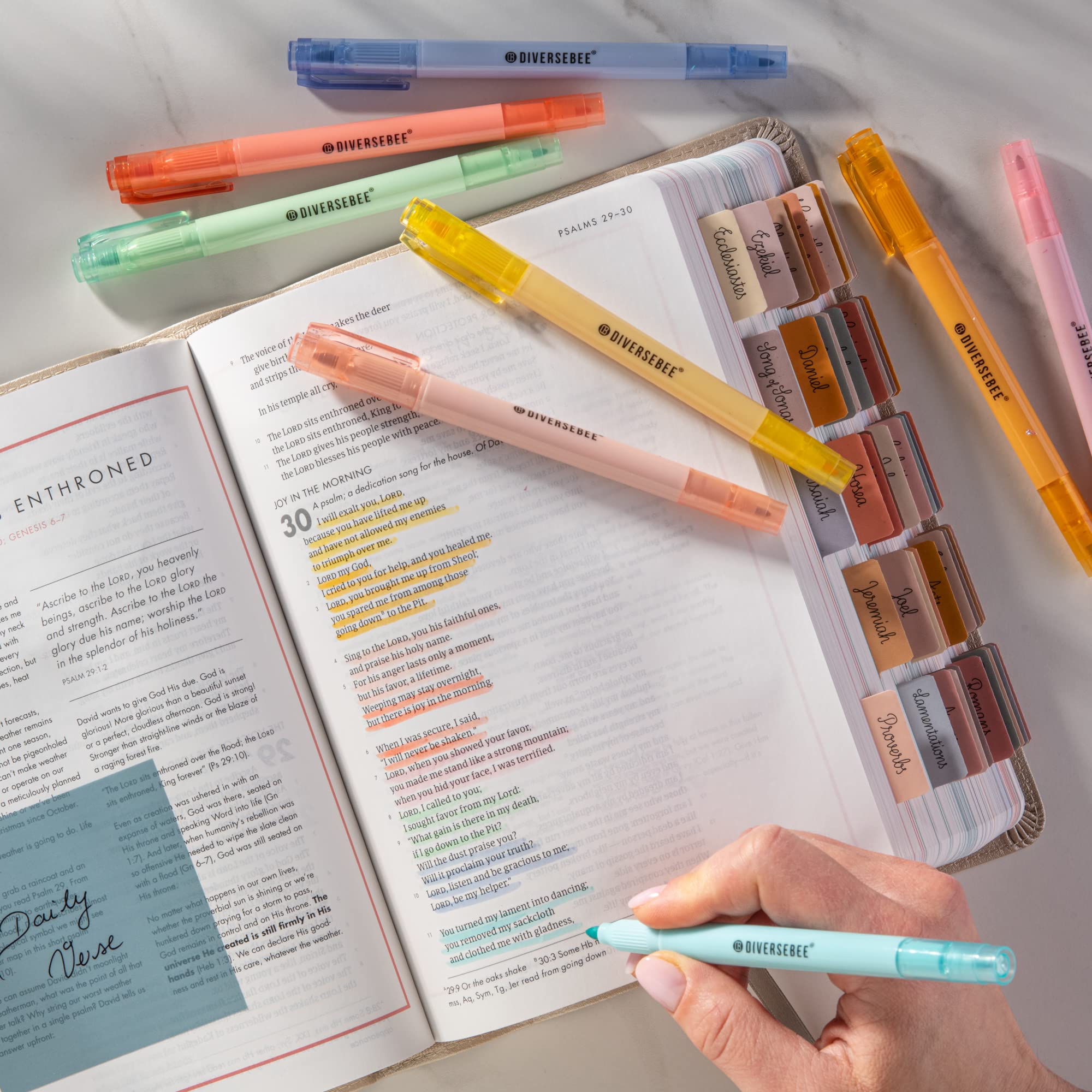 Dual Tip Highlighters & Pens - 8 Pack No Bleed Quick Dry, for Bible Study & Office Use