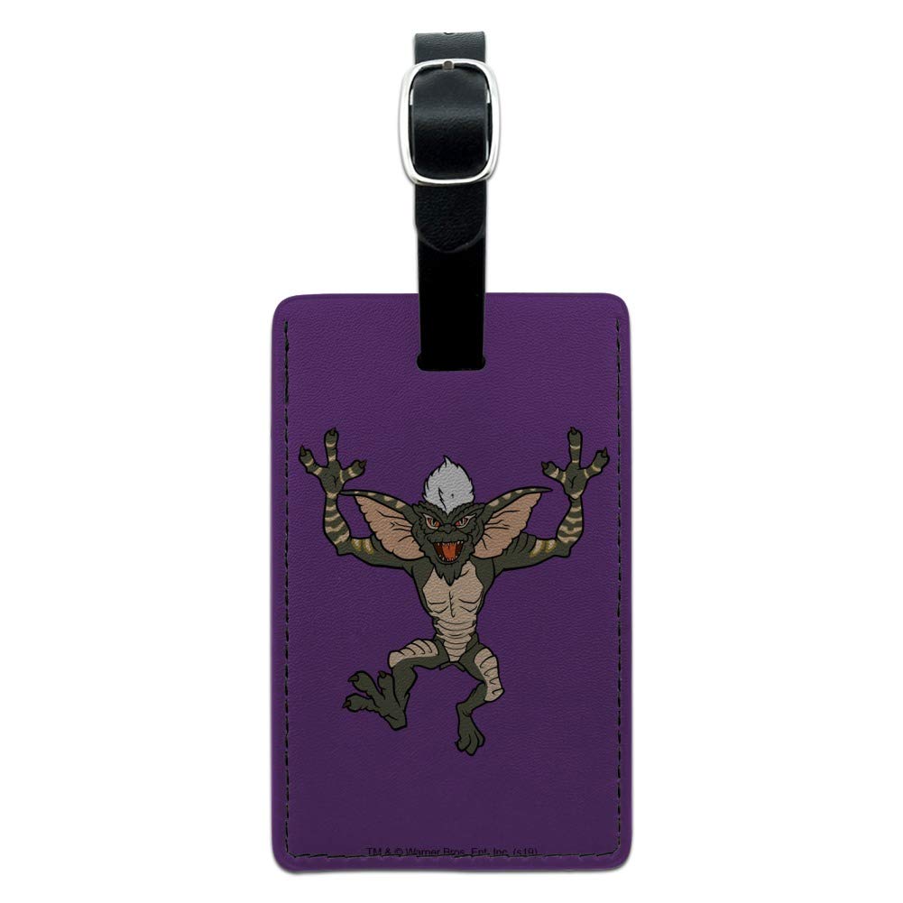 Gremlins Stripe Rectangle Leather Luggage Tag - Durable Suitcase ID Card Holder for Travel Carry-On Bags - Perfect for Airports, Business Trips & Vacation Identification