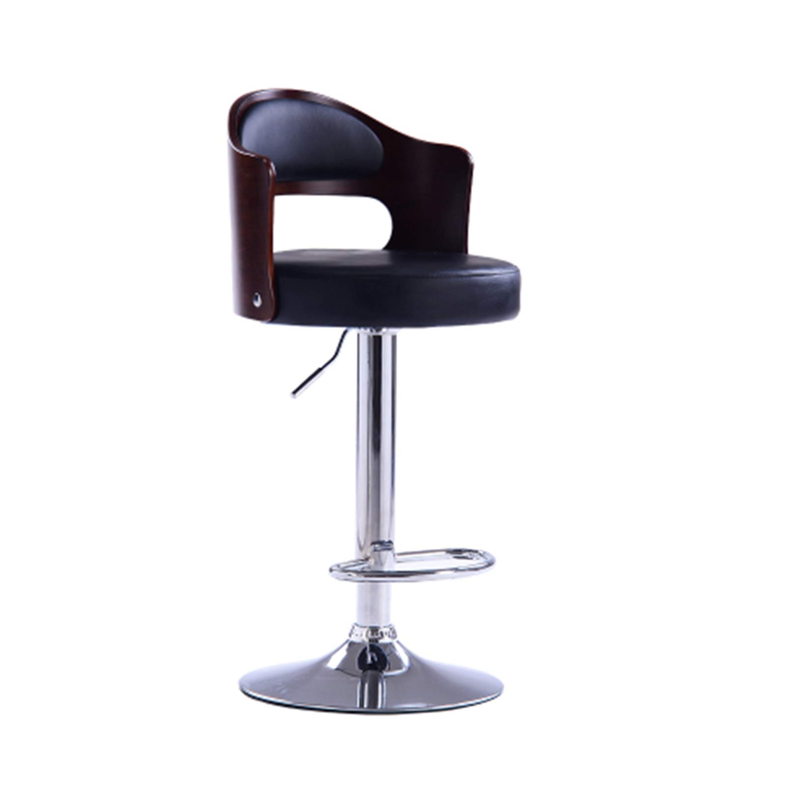LIYUEUS 3-Piece Adjustable Swivel Bar Stool Set with Footrest - Counter Height Bar Chairs with Brown Pattern Back - Perfect for Kitchen Island, Breakfast Nook & Home Bar (Black)