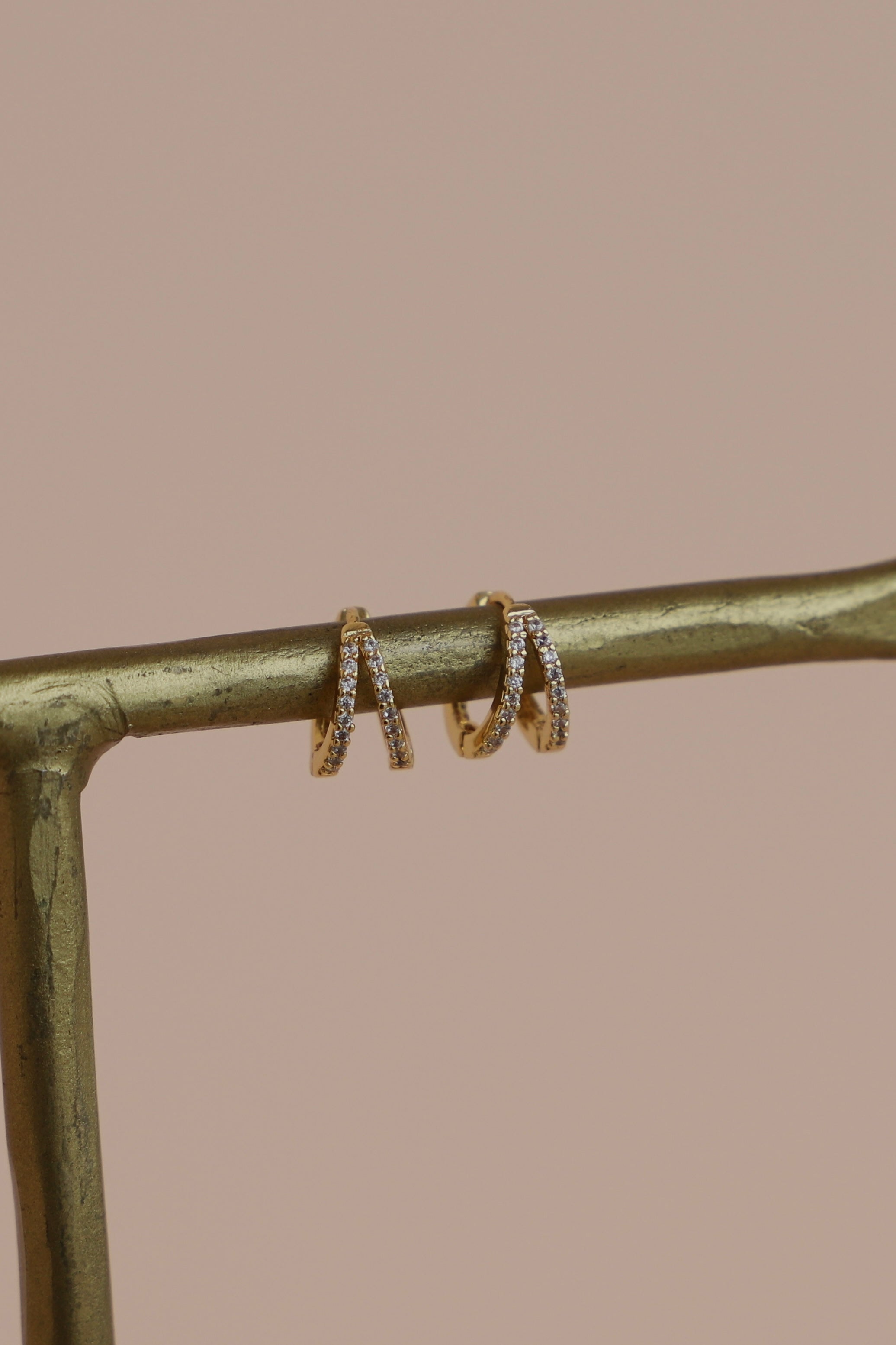 14K Gold Plated Double CZ Huggie Hoop Earrings for Women - Minimalist Dainty Everyday Jewelry - Perfect for Work, Date Night & Special Occasions