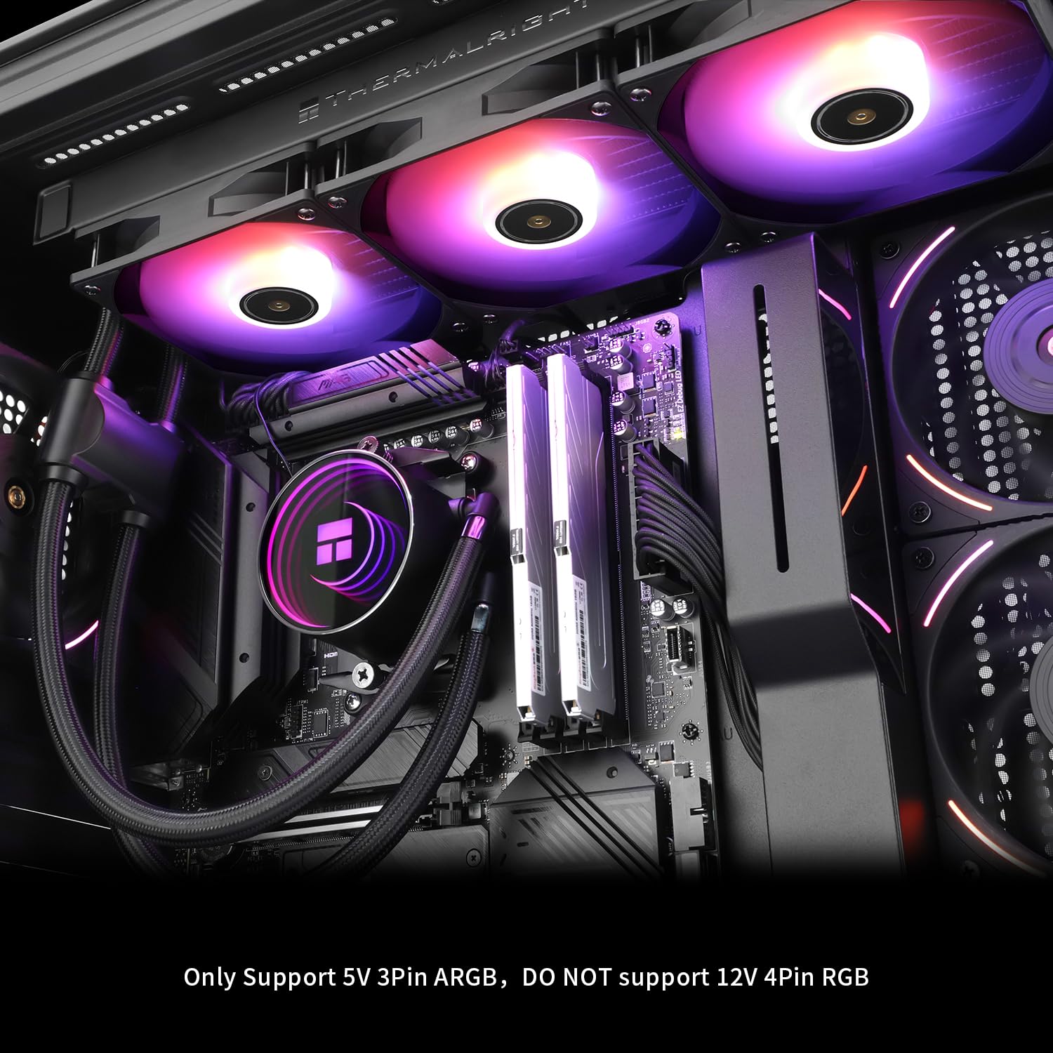Thermalright Frozen Notte 360 Black ARGB V2 AIO Liquid CPU Cooler - 360mm Radiator with 3x120mm PWM Fans, S-FDB Bearings - Compatible with AMD AM4 & Intel LGA 1700/1150/1151/1200/2011/2066 Sockets - Perfect for Gaming PCs, Workstations, and High-Performance Cooling Solutions