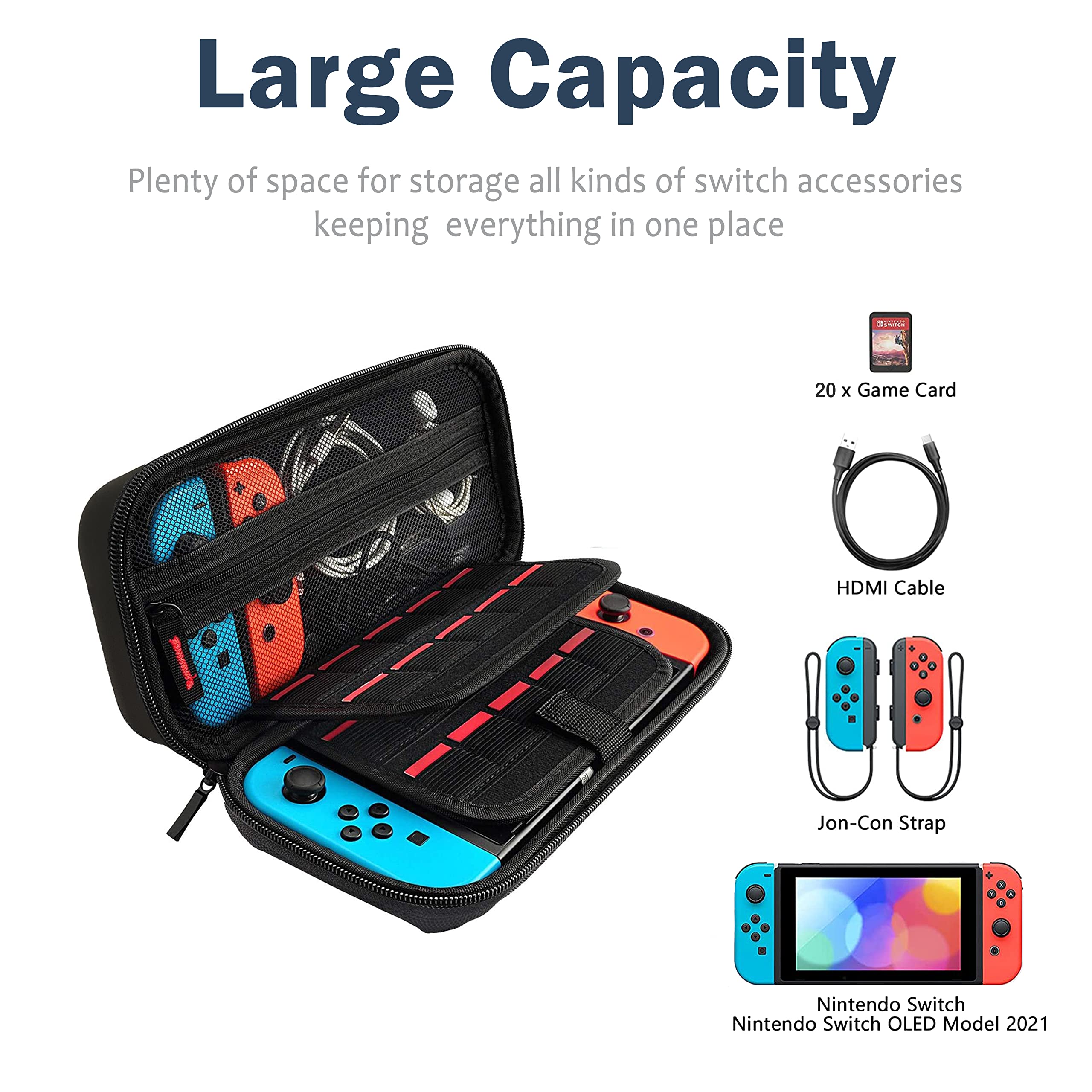 Women's Nintendo Switch OLED Case - 20 Cartridge Slots & Hard Shell for Travel Gaming