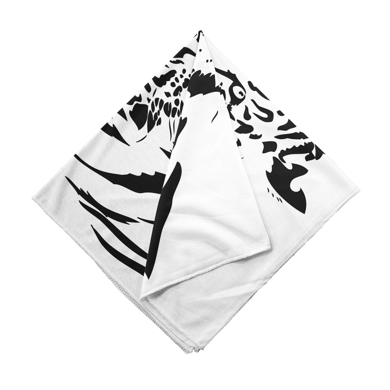 Ambesonne Tiger Bandana - Black Outline Hunter Cat Print - Unisex Head & Neck Scarf for Men & Women - Perfect for Outdoor Adventures, Hiking, and Fashion Accessories