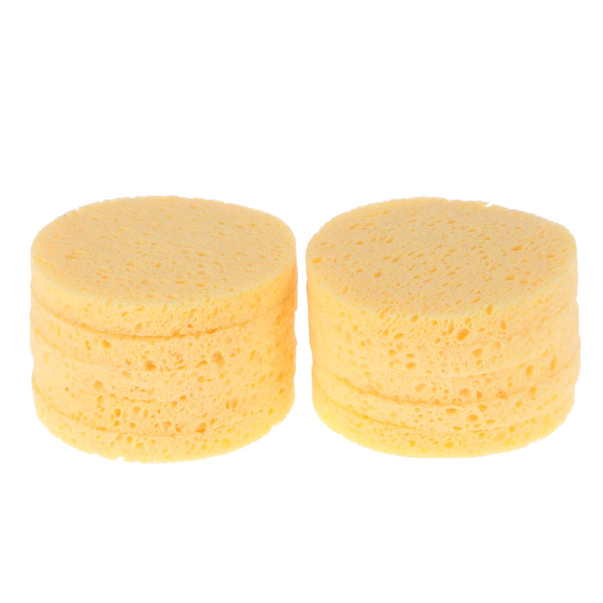 Lurrose 10 Pack Natural Cellulose Exfoliating Facial Sponges - Soft Makeup Remover & Cleansing Pads for Gentle Skin Care (Yellow) | Perfect for Daily Face Wash, Makeup Removal & Spa Routine