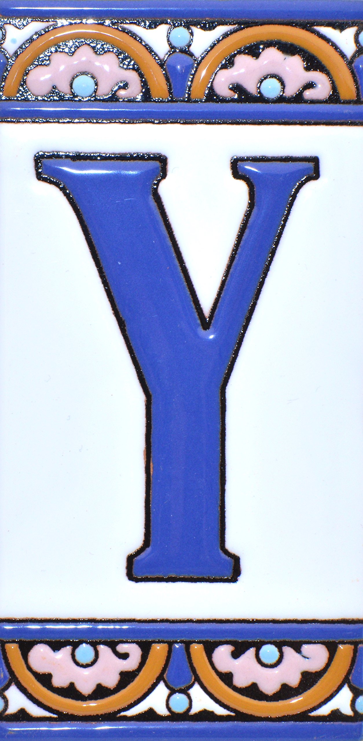 6 Inch Handpainted House Letter Tiles - Custom Address Signs, Names & Numbers for Home Decor - Design ARCO GRANDE 5.86