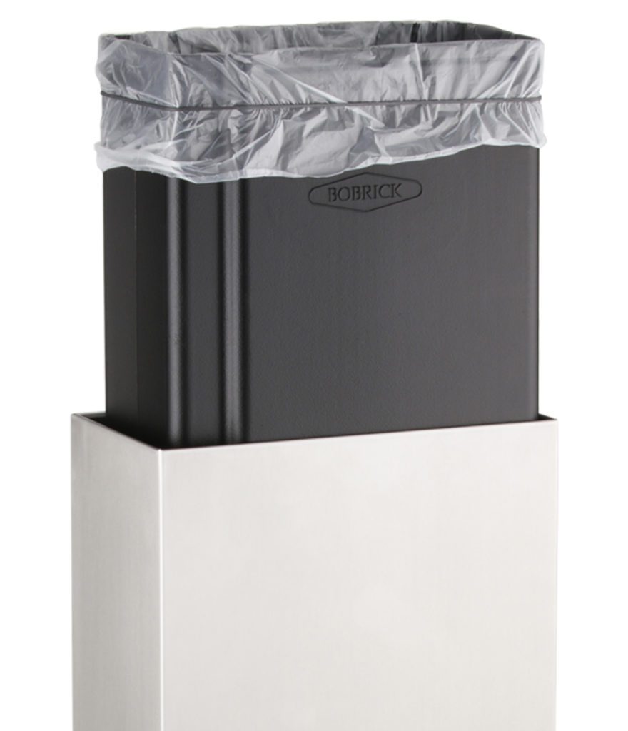 Bobrick B 9279 Fino Collection Surface Mounted Waste Receptacle - Premium Stainless Steel Trash Can for Commercial & Office Use - Durable & Stylish Bathroom & Public Space Waste Bin