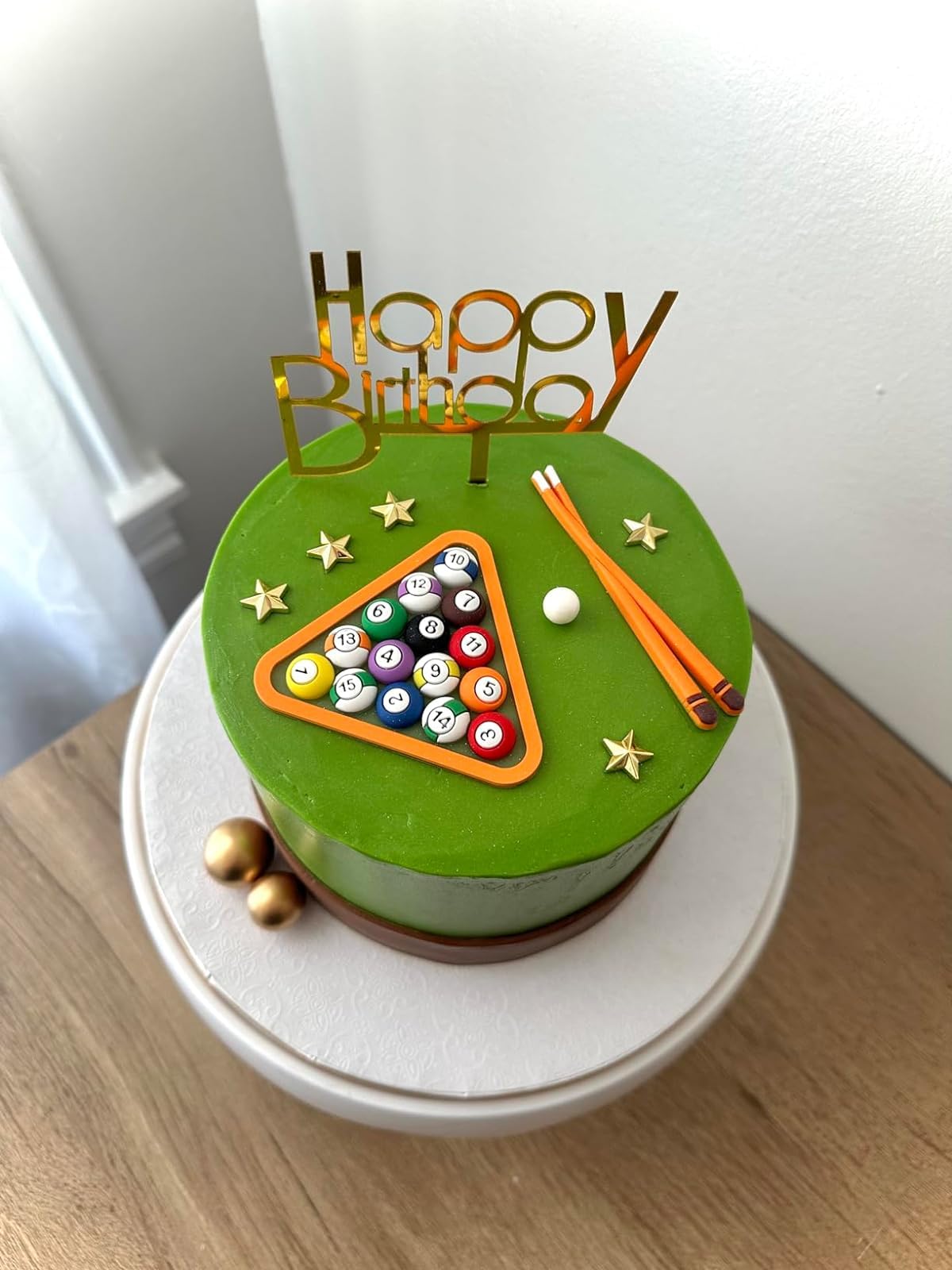 Billiards Ball Birthday Cake Topper & Decoration - Pool Party Supplies for Billiards Themed Birthday, Bachelor Party & Game Room Decor