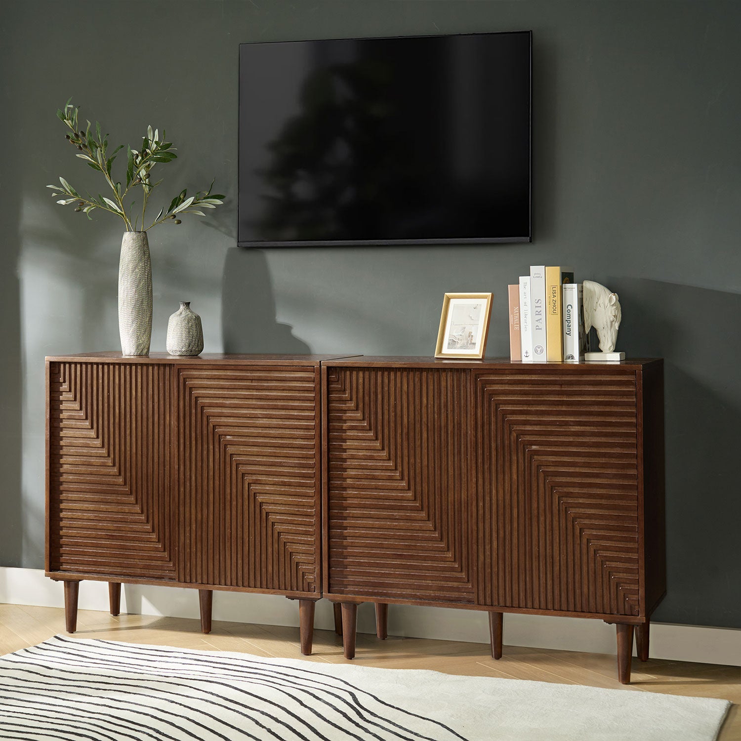Archie 34-Inch Tall 2-Door Multifunctional Bar Cabinet with Adjustable Shelves - Modern Home Bar Storage for Living Room, Dining Room or Office (Optional Styles Available)