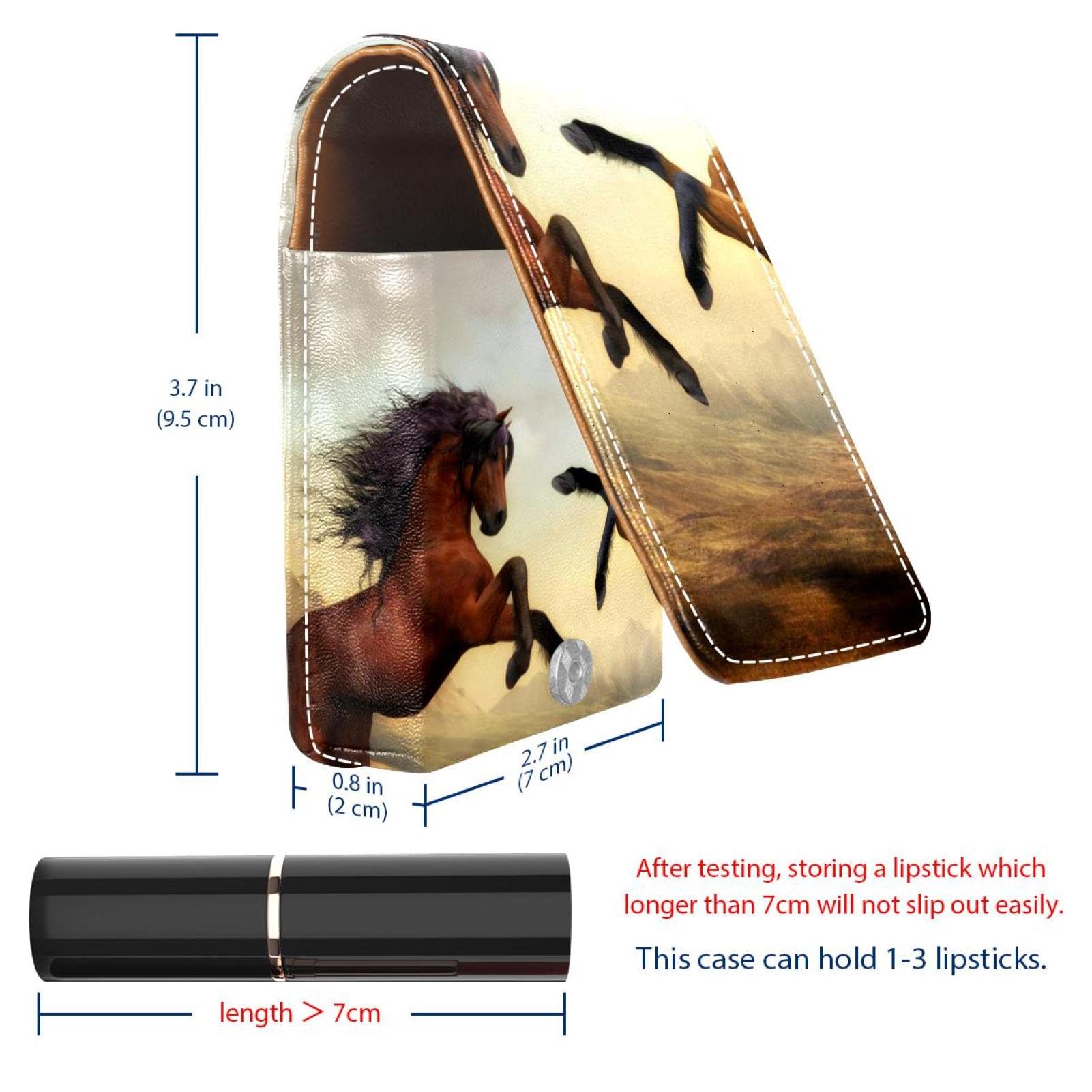 Personalized Lipstick Case - Portable Makeup Bag & Cosmetic Pouch Organizer with Wild Stallion Horse Design | Perfect for Travel, Daily Use & Gift Giving
